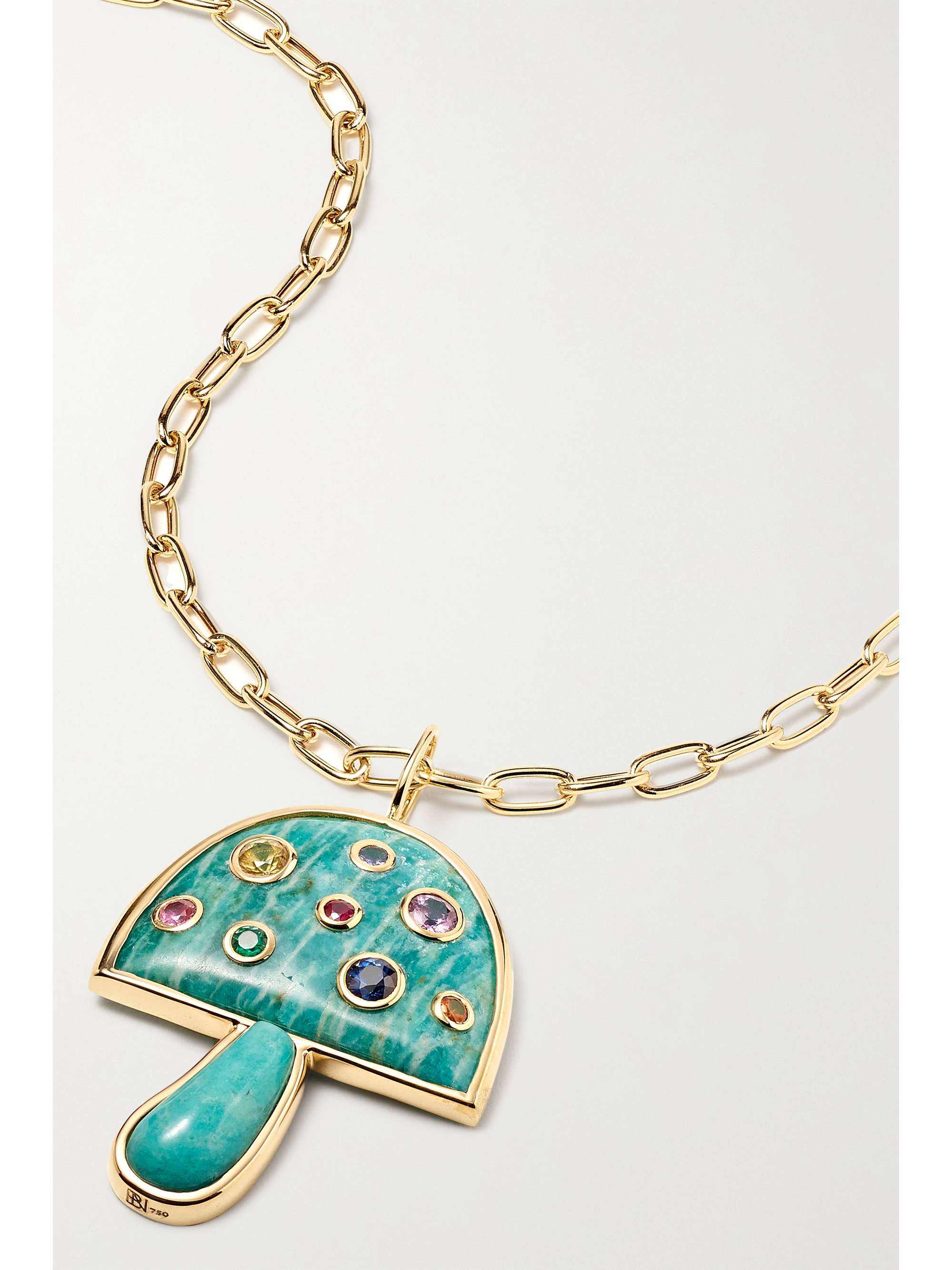 BRENT NEALE Magic Mushroom large 18-karat gold, labradorite and sapphire necklace