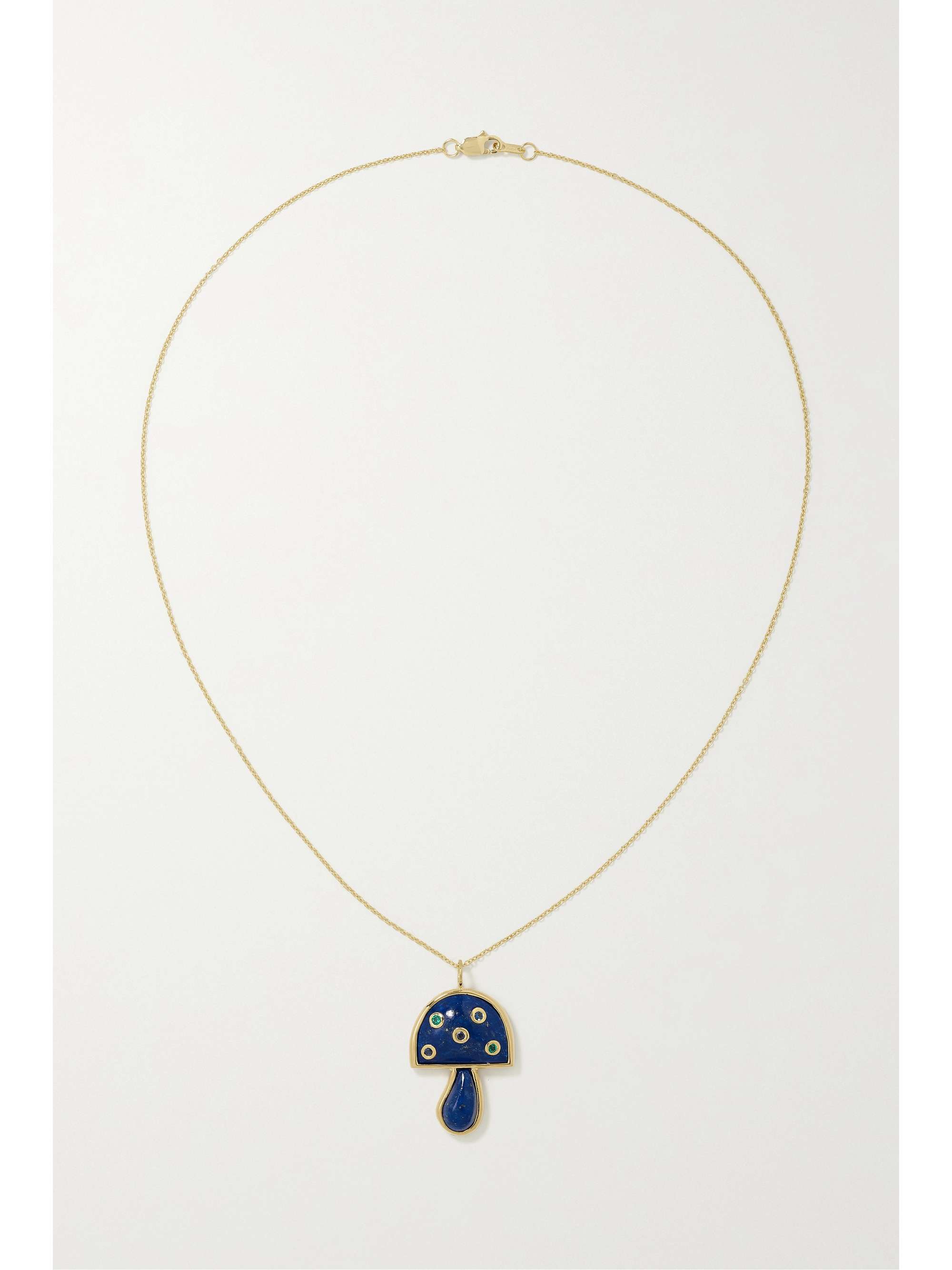BRENT NEALE Mini Mushroom 18-karat gold, turquoise and sapphire necklace