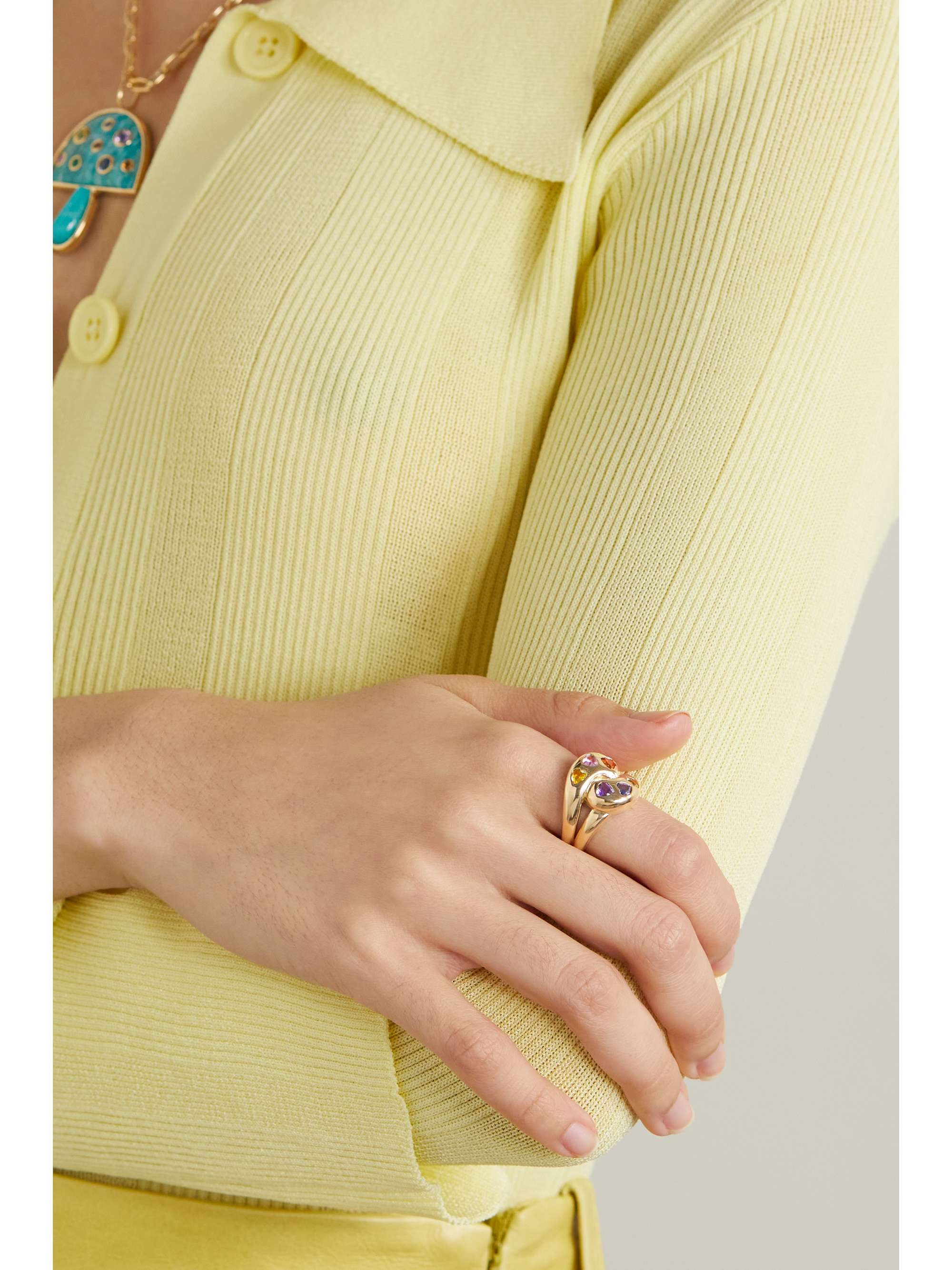 BRENT NEALE Textured Knot 18-karat gold sapphire ring