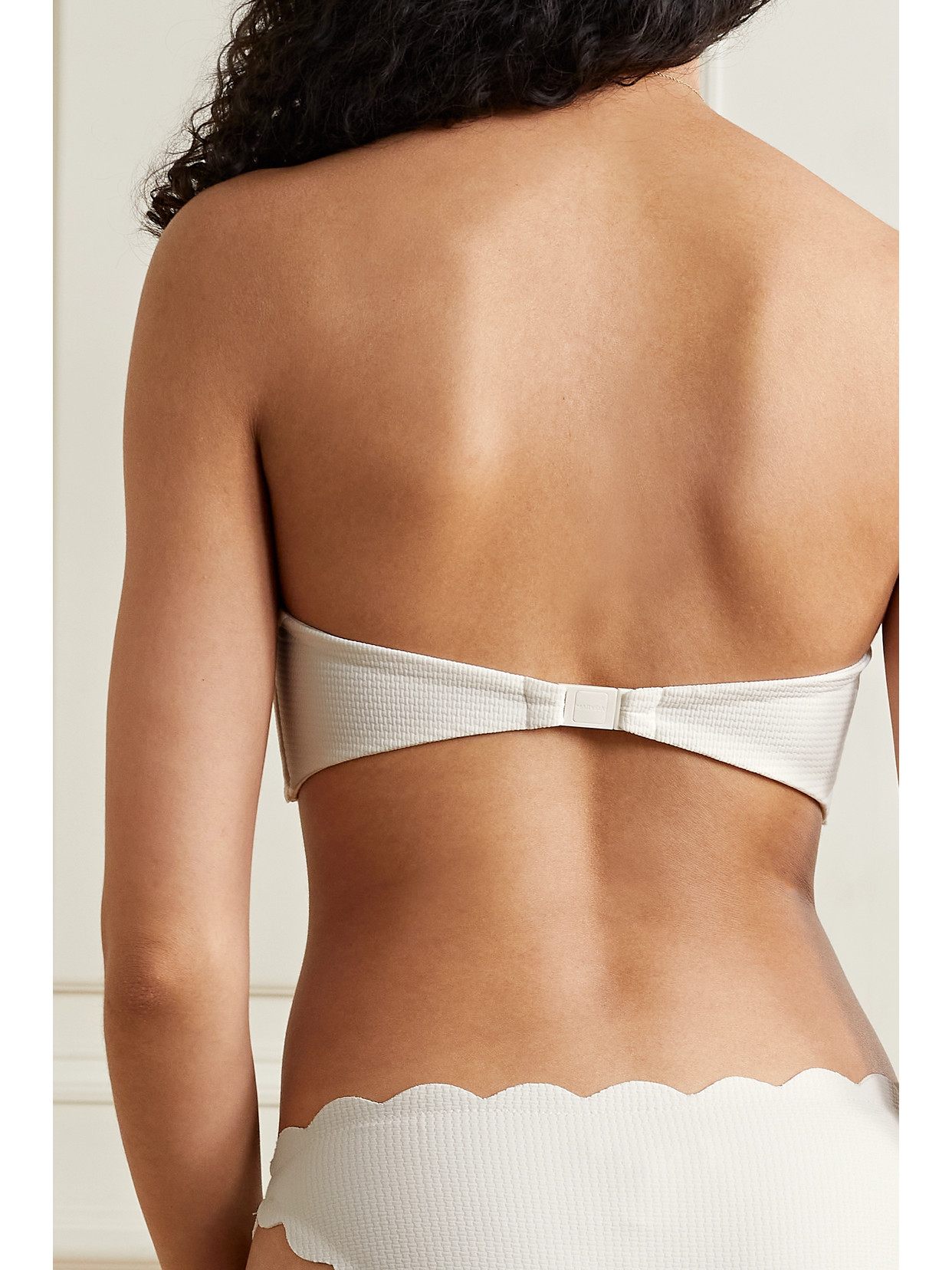 Shop Marysia + Net Sustain Antibes Recycled Seersucker Bandeau Bikini Top In Off-white