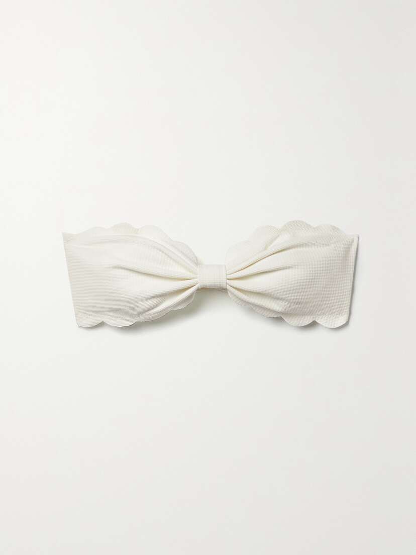 Marysia + Net Sustain Antibes Recycled Seersucker Bandeau Bikini Top