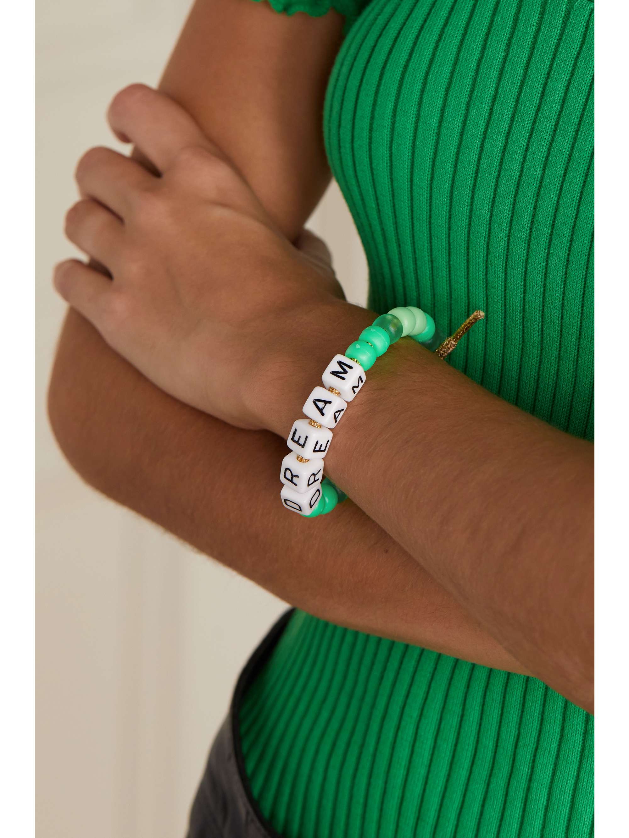 LAUREN RUBINSKI Mama Lurex and bead bracelet