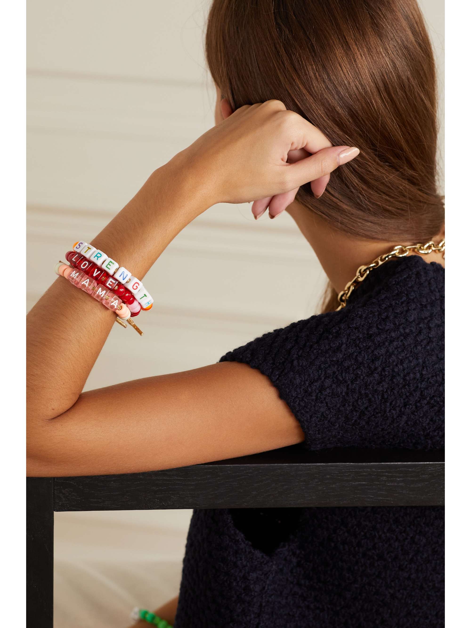 LAUREN RUBINSKI Mama Lurex and bead bracelet