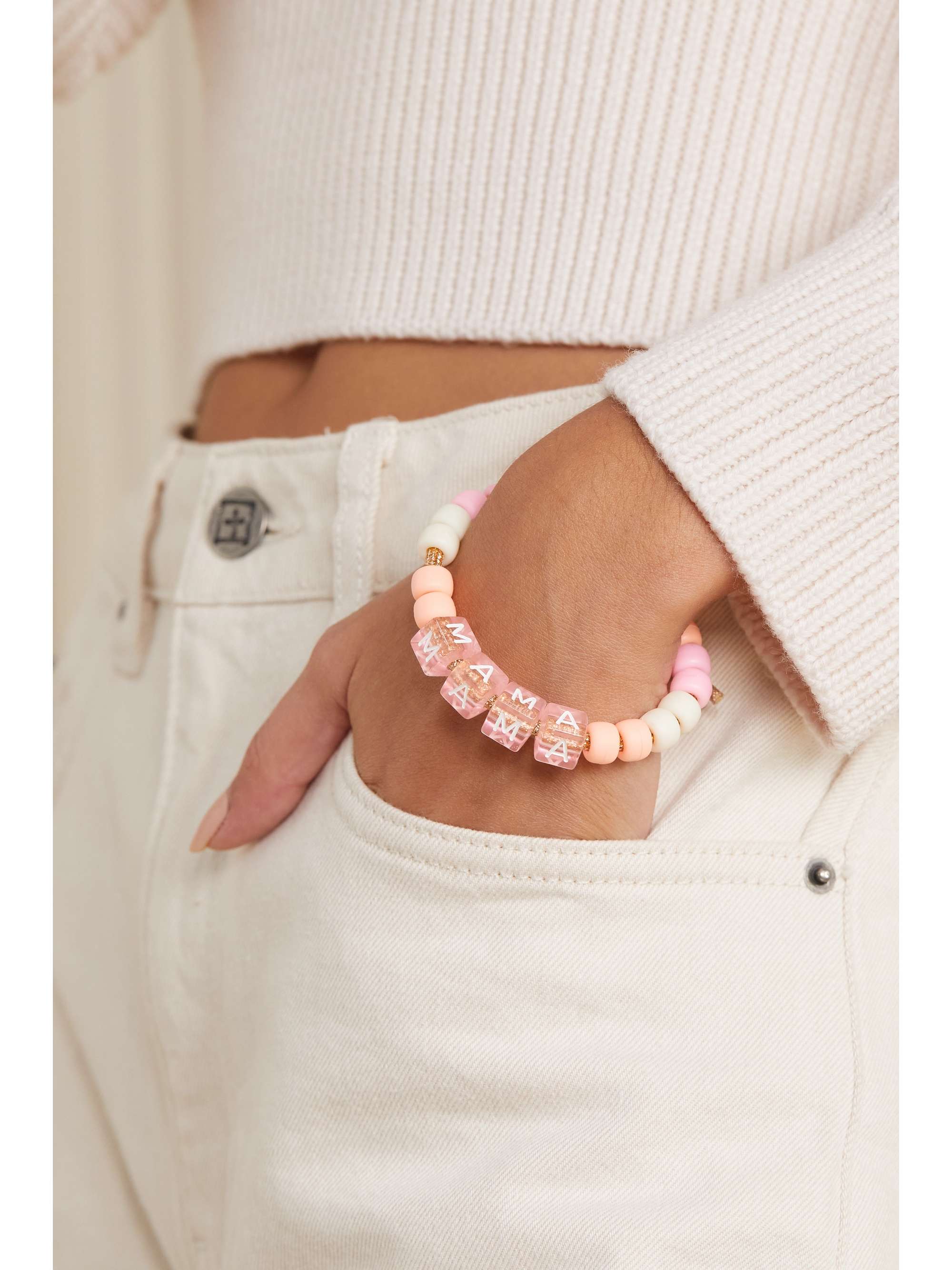 LAUREN RUBINSKI Mama Lurex and bead bracelet
