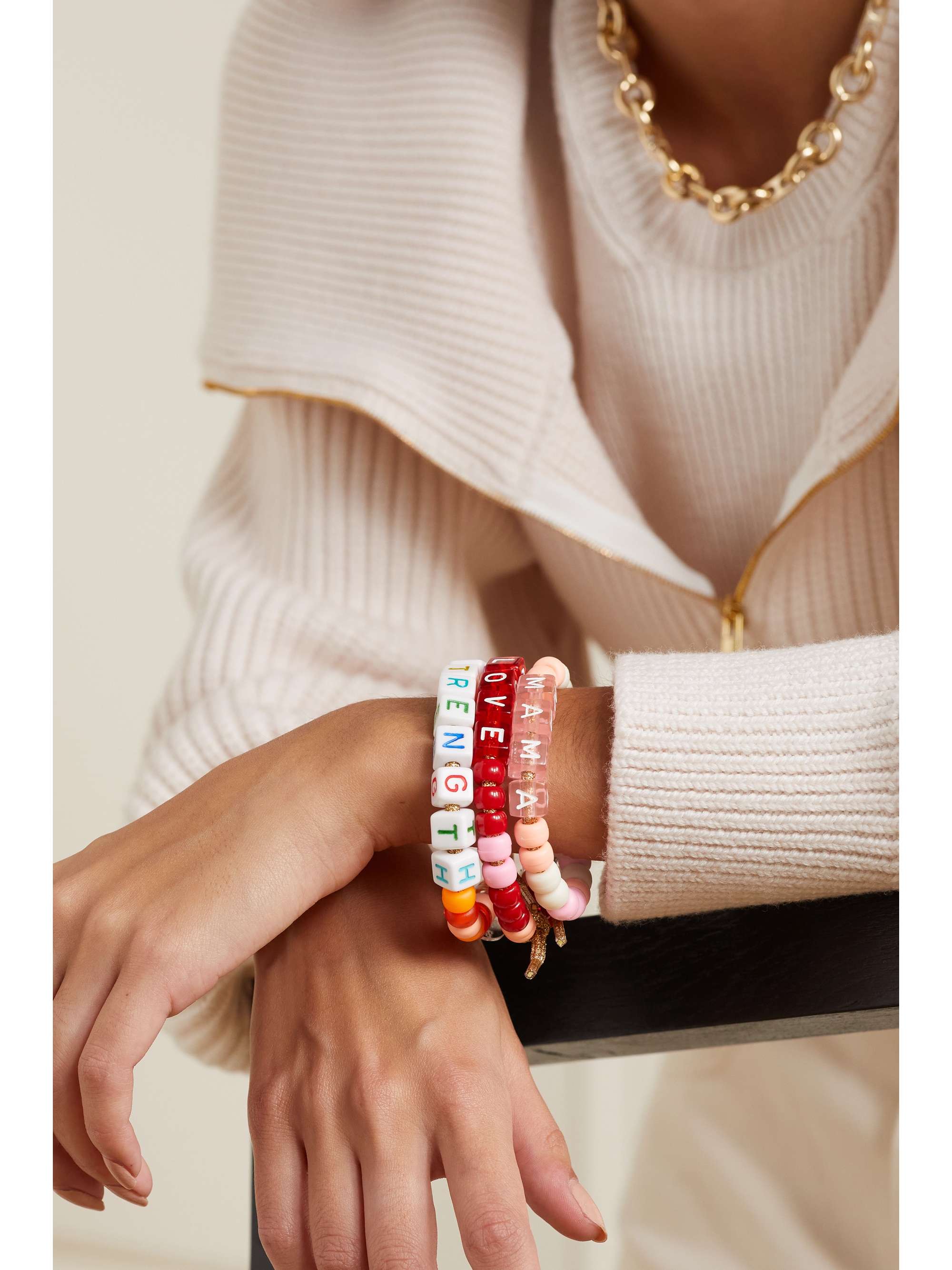 LAUREN RUBINSKI Mama Lurex and bead bracelet