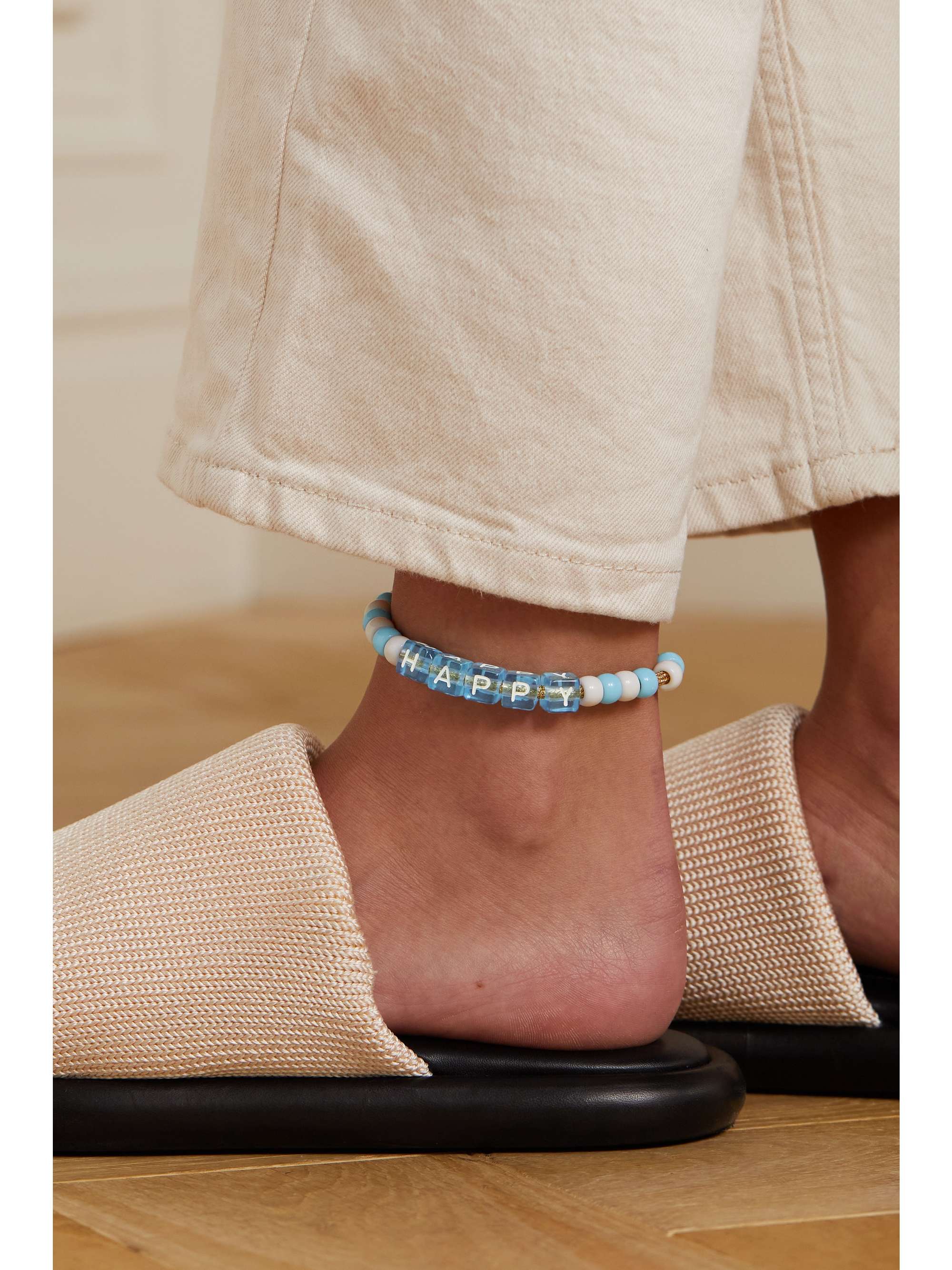 LAUREN RUBINSKI Happy Lurex and bead anklet