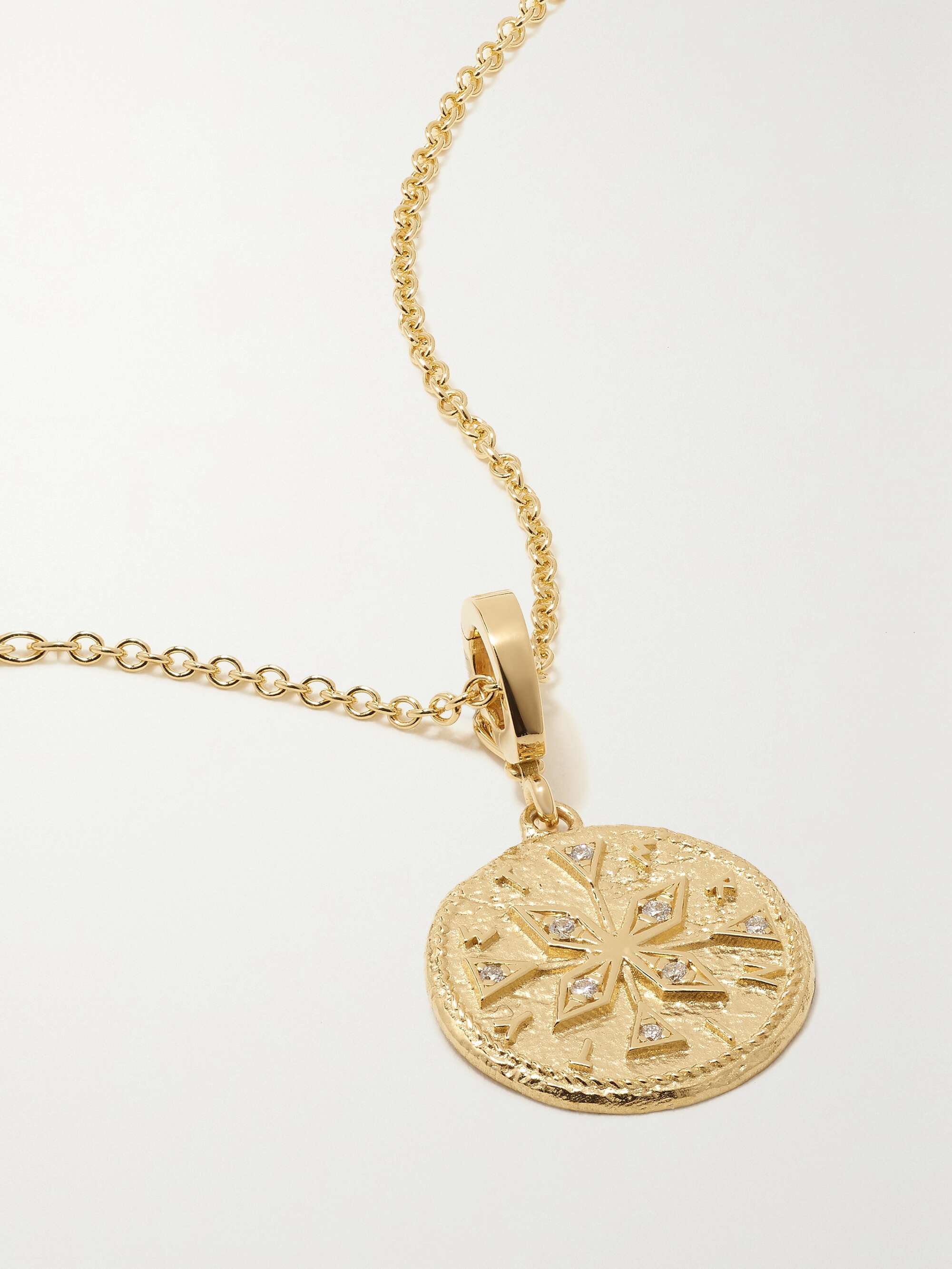 AZLEE Compass 18-karat gold diamond necklace