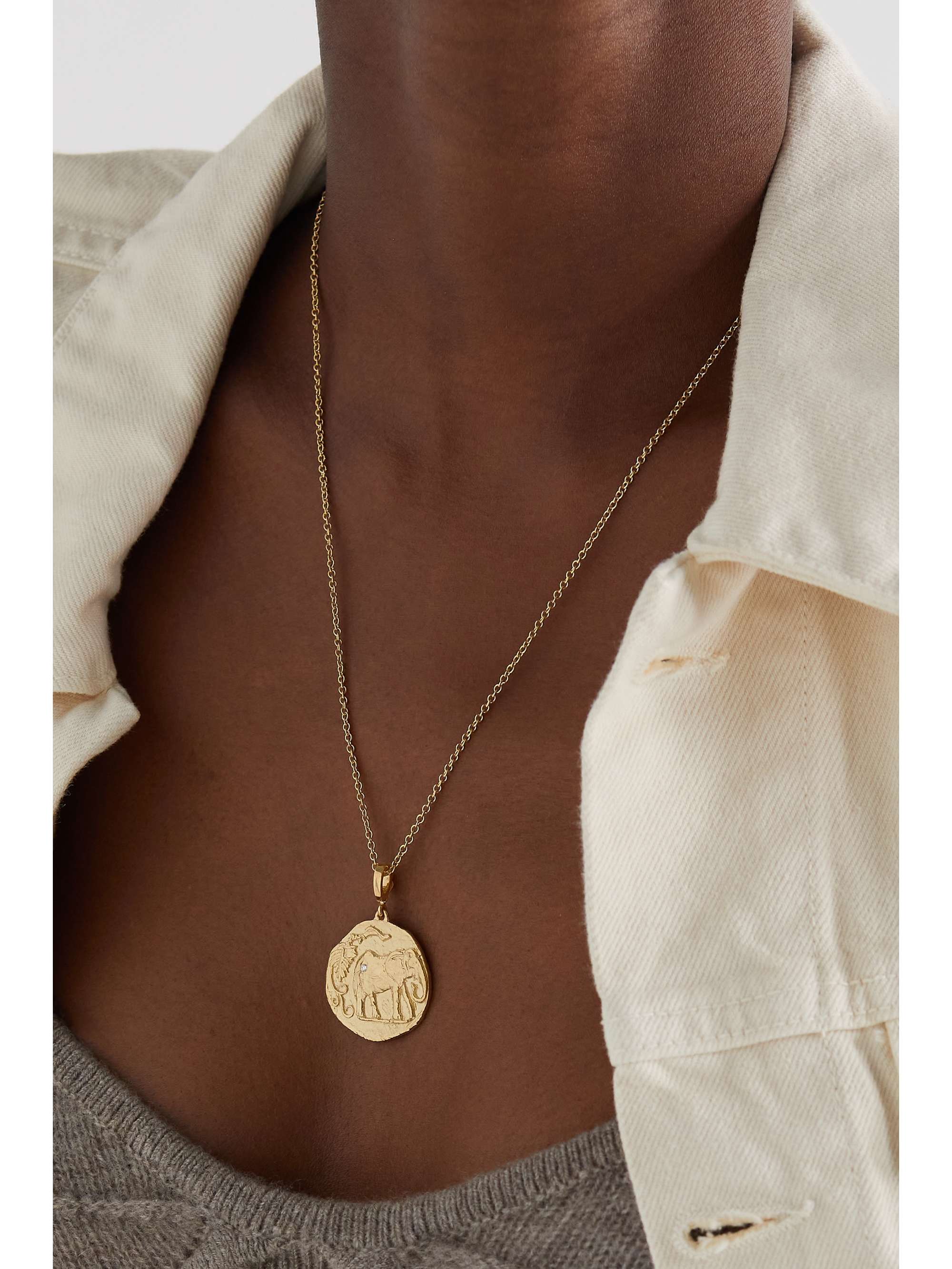 AZLEE Elefante 18-karat gold diamond necklace