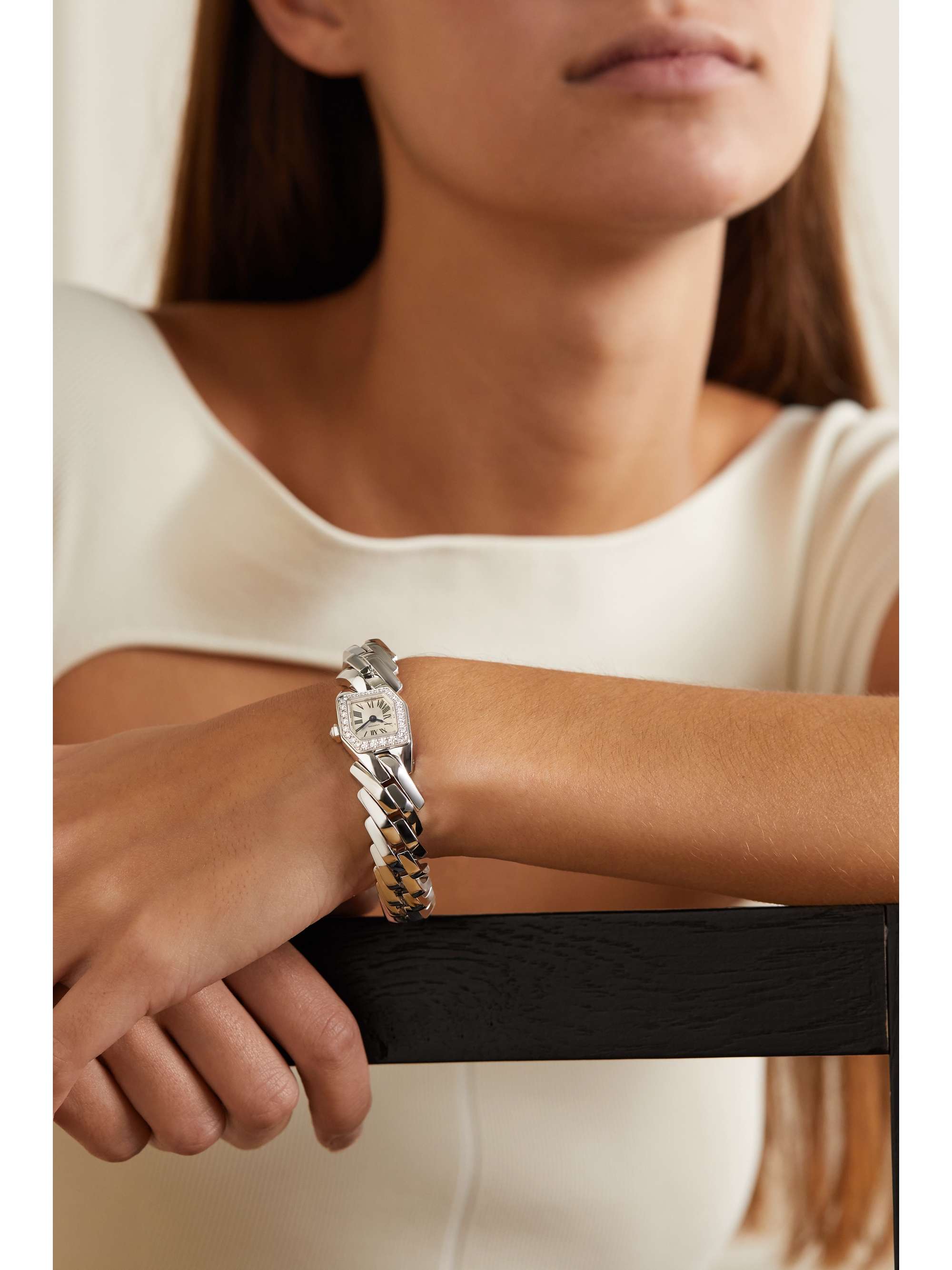CARTIER Montre en or rose 18 carats (750/1000) et diamants Maillon de Cartier, 16 mm