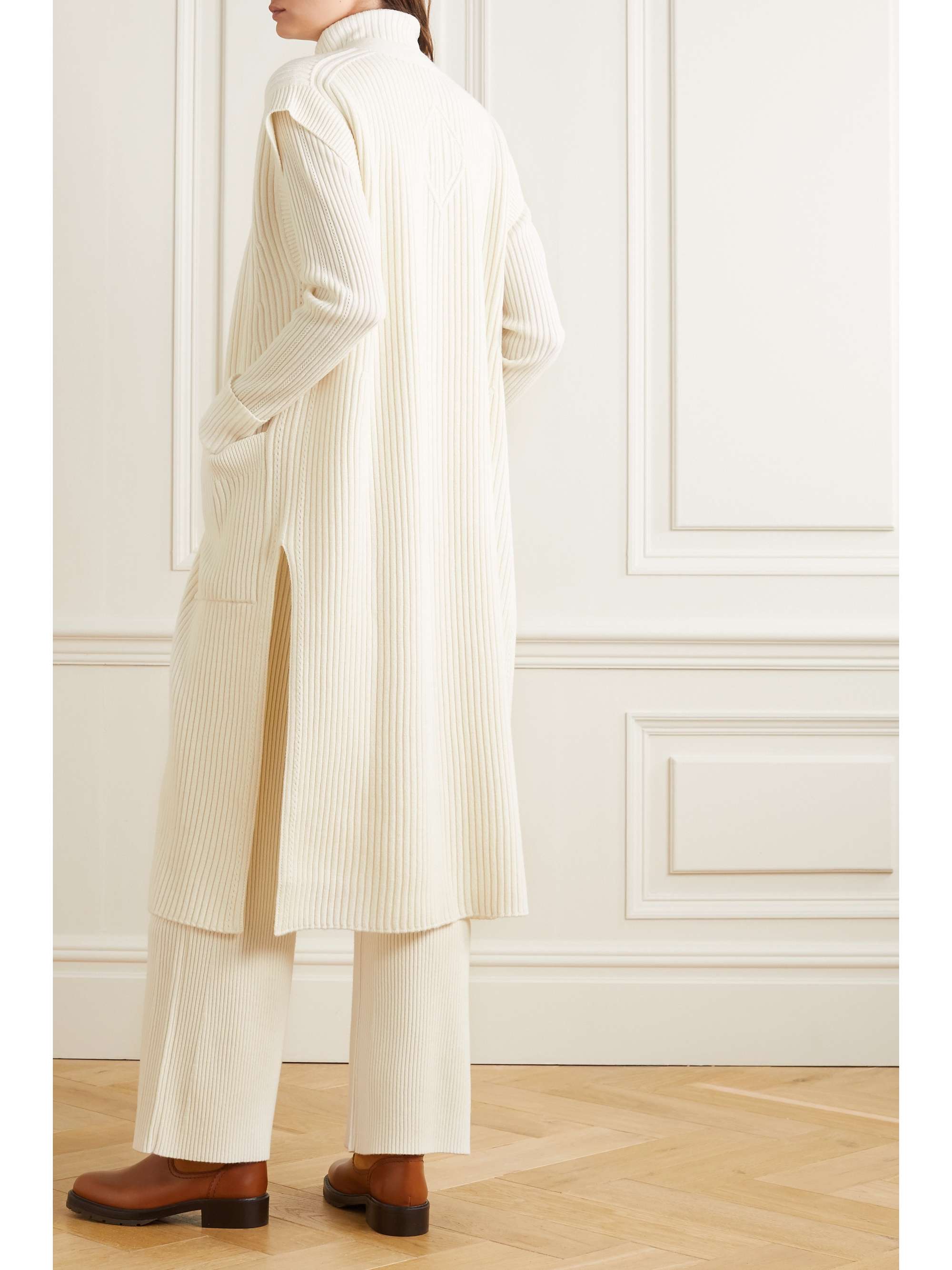 CHLOÉ Ribbed wool and silk-blend cardigan