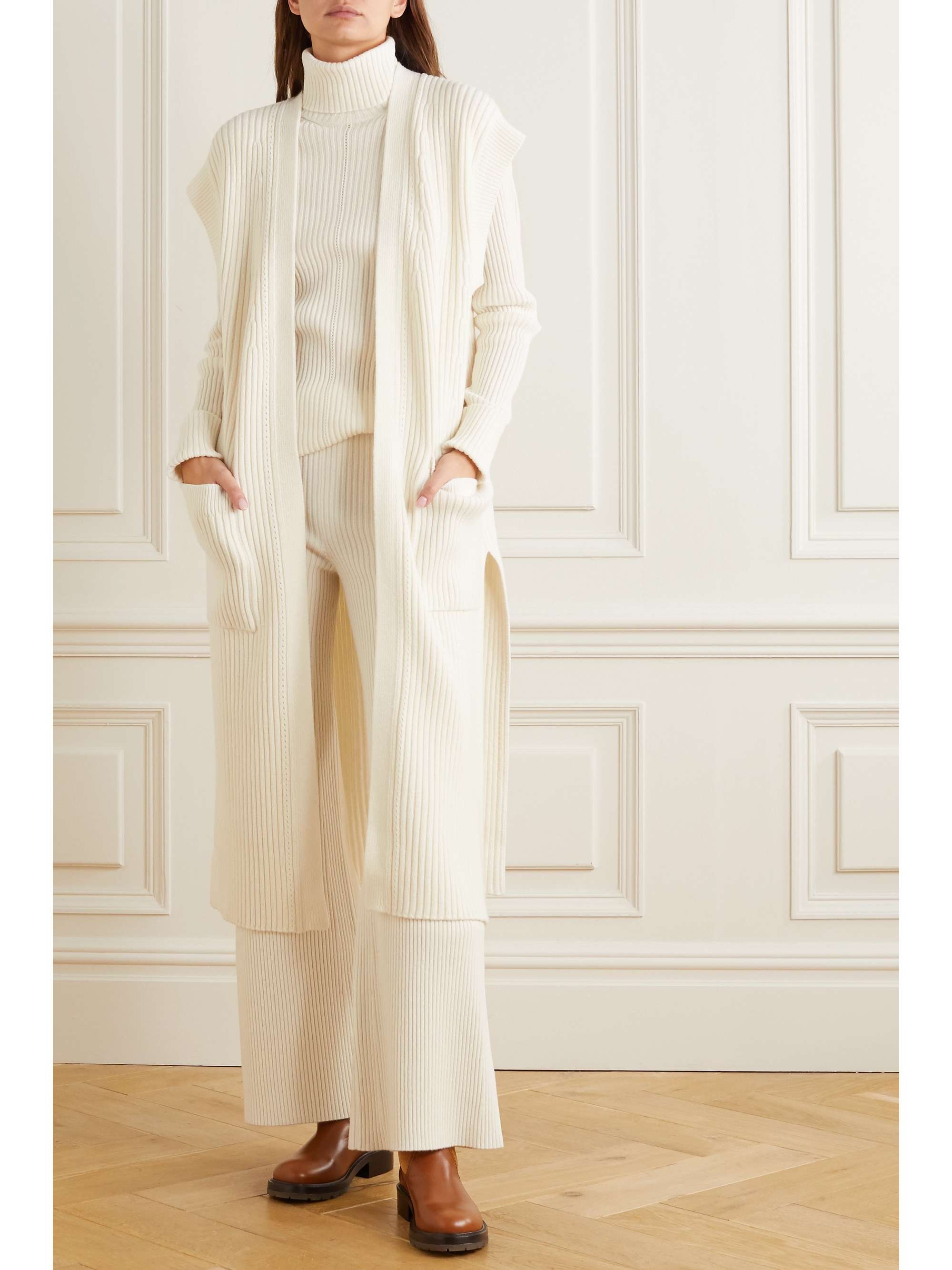 CHLOÉ Ribbed wool and silk-blend cardigan