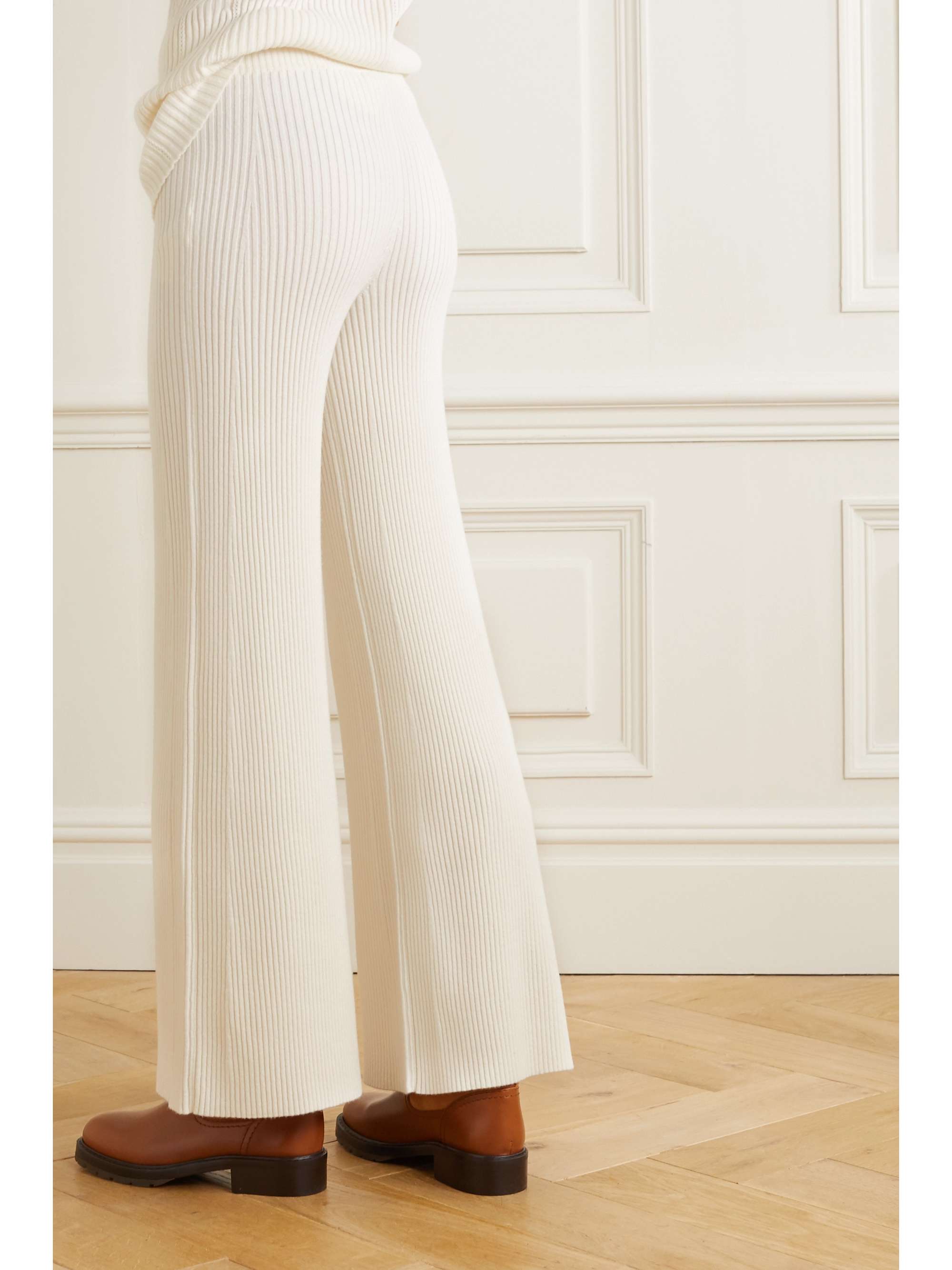 CHLOÉ Ribbed wool-blend flared pants