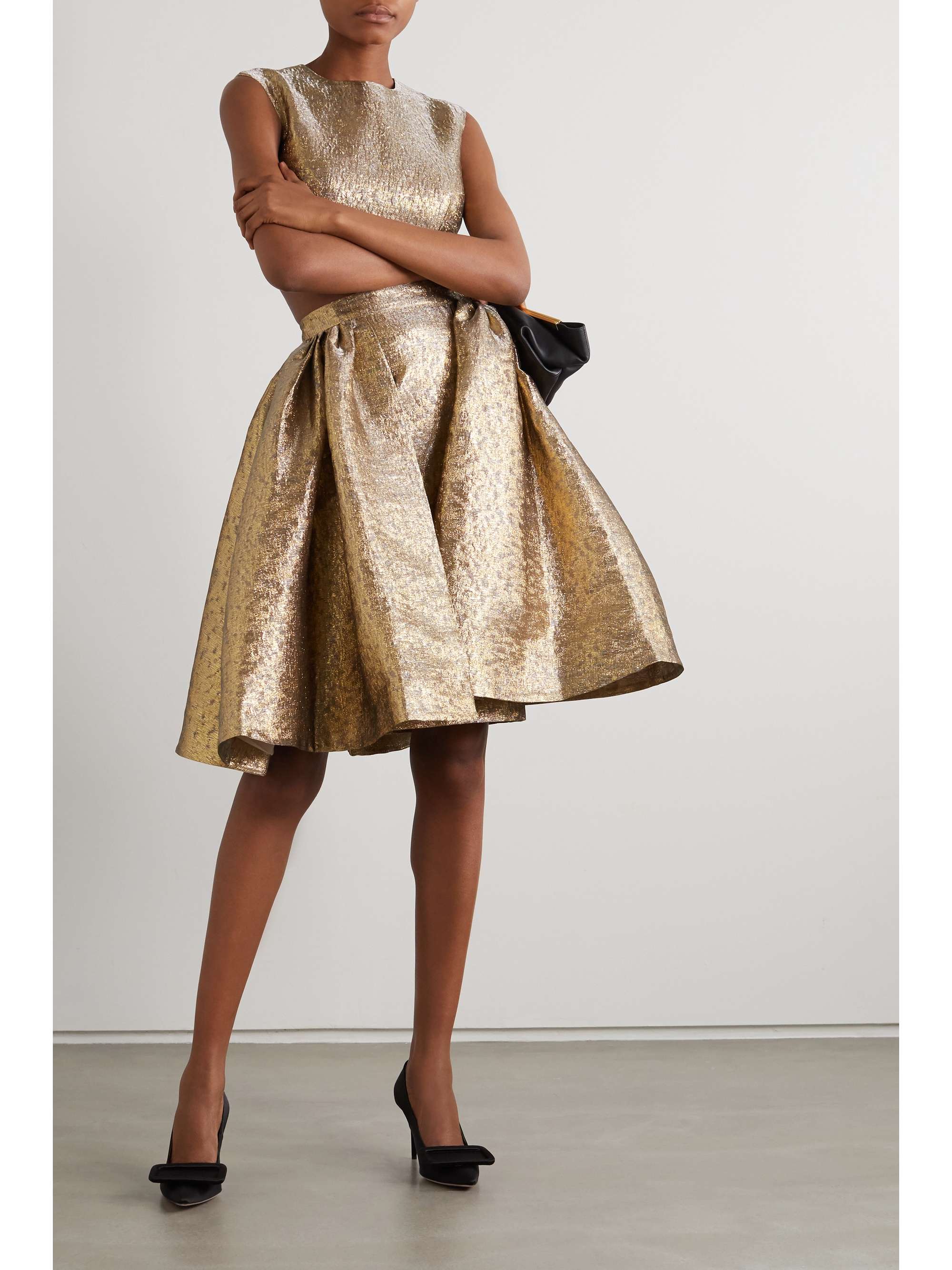 EMILIA WICKSTEAD Pleated lamé skirt