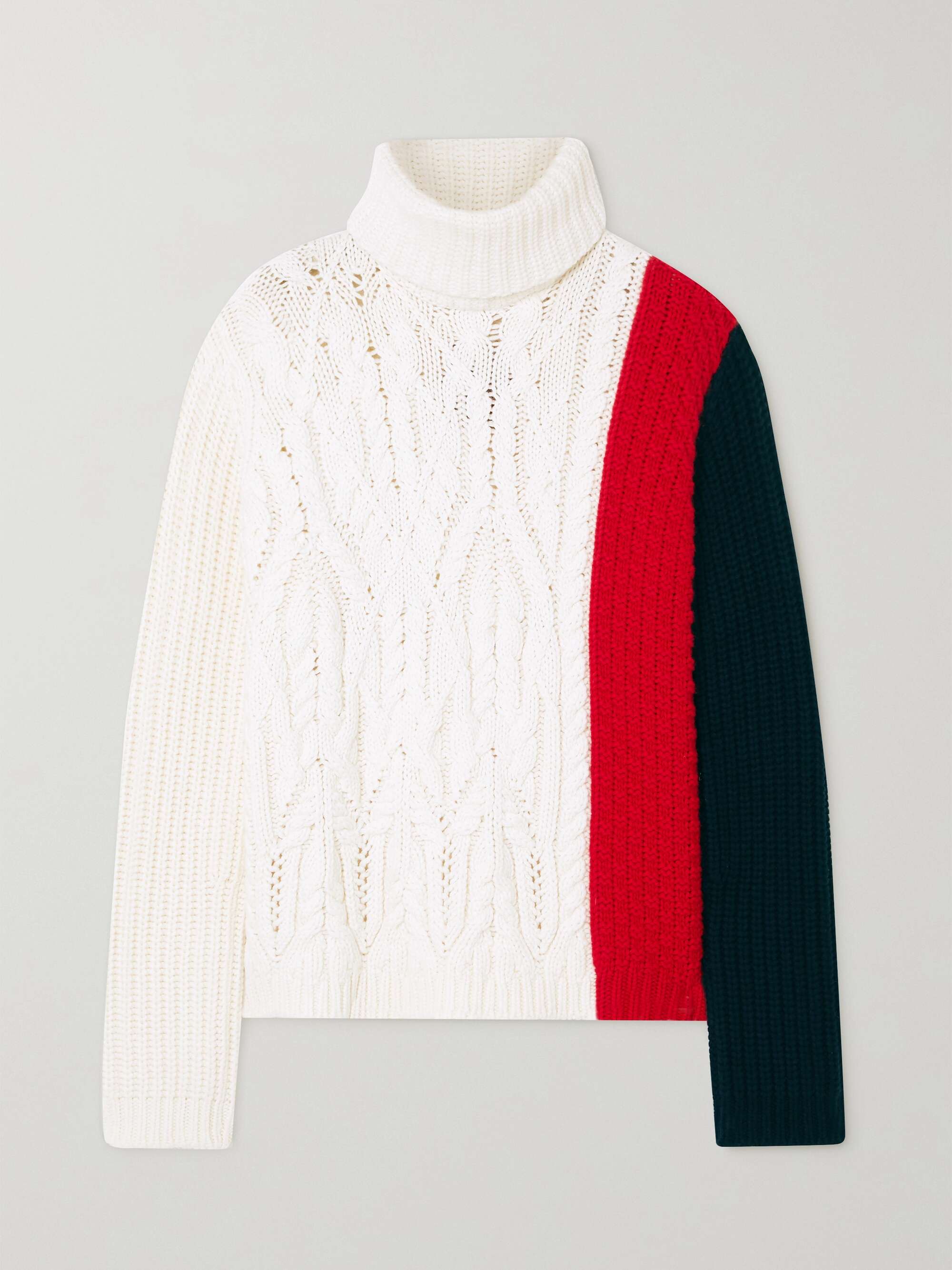 Ivory Jackson color-block cable-knit 