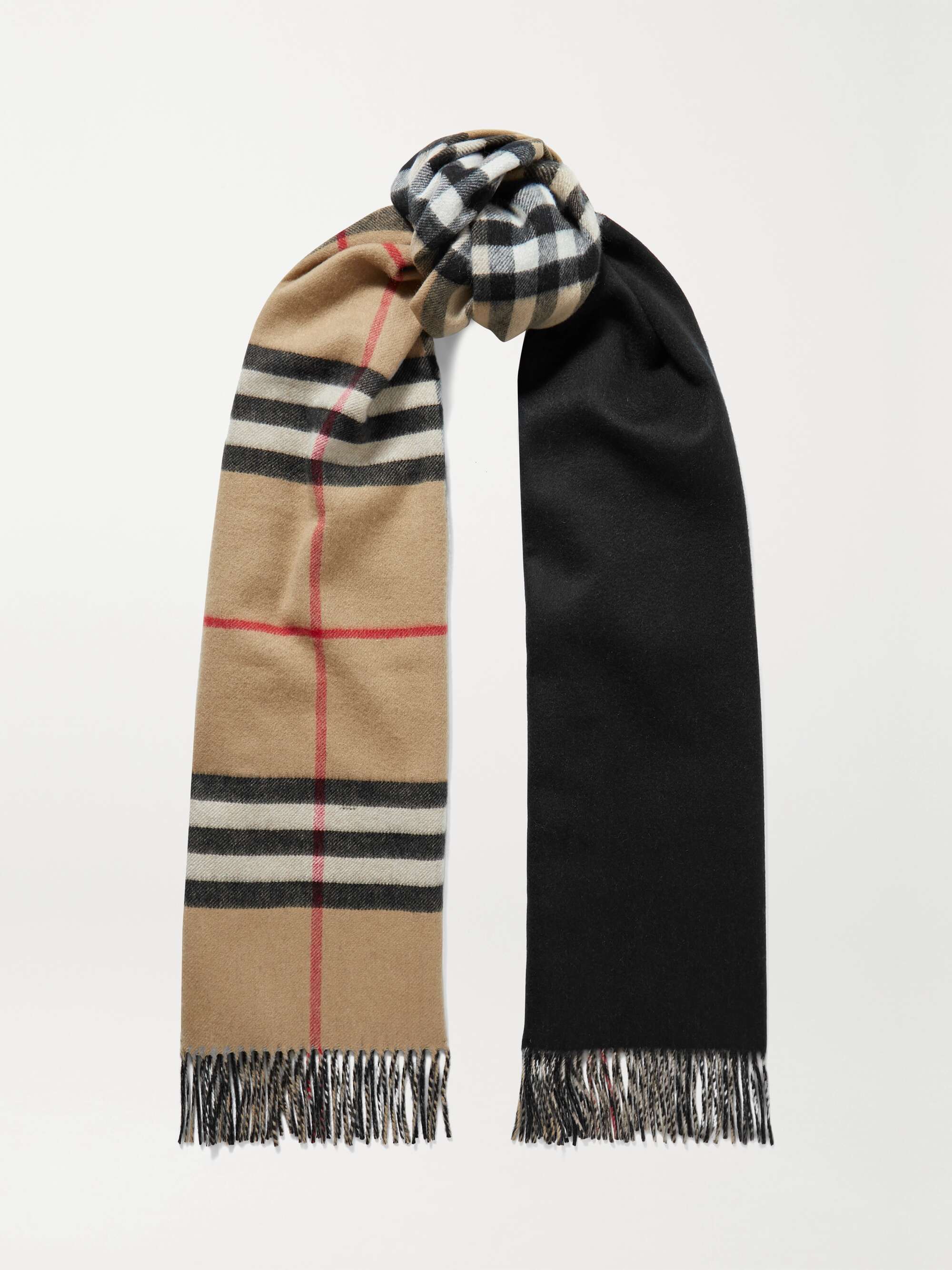 BURBERRY Reversible fringed checked cashmere scarf | NET-A-PORTER