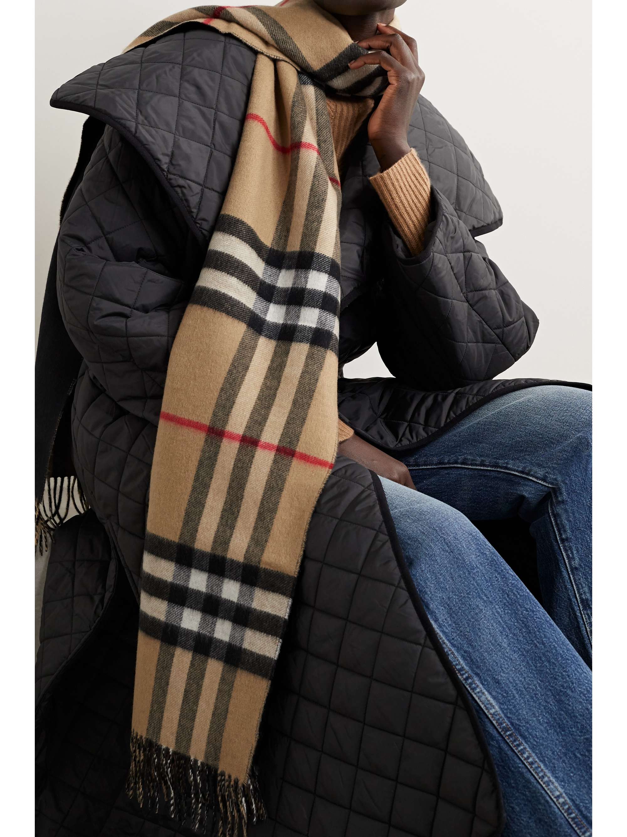 rig strop Tvunget BURBERRY Reversible fringed checked cashmere scarf | NET-A-PORTER