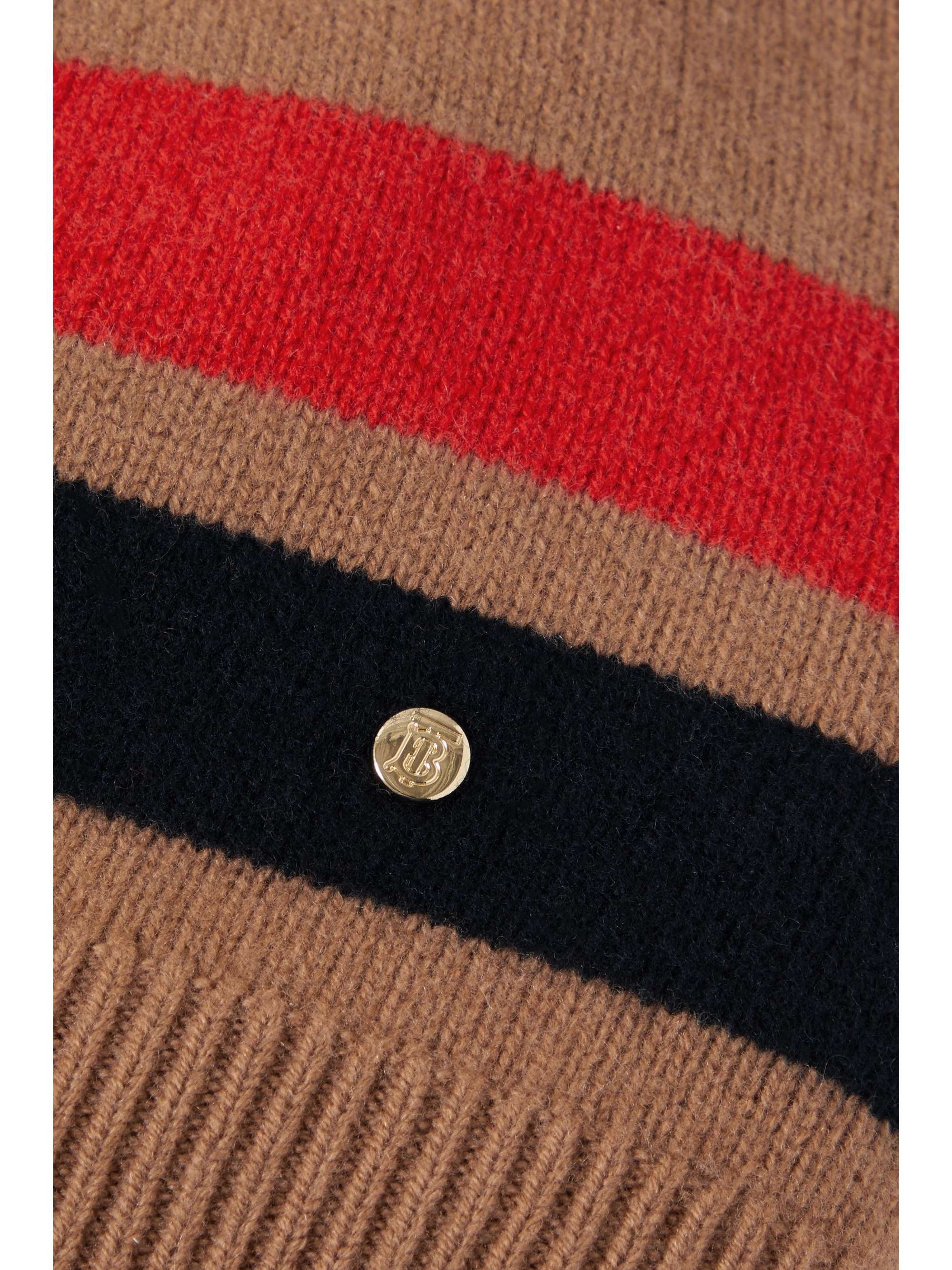BURBERRY Bonnet en laine mérinos et cachemire mélangés à rayures
