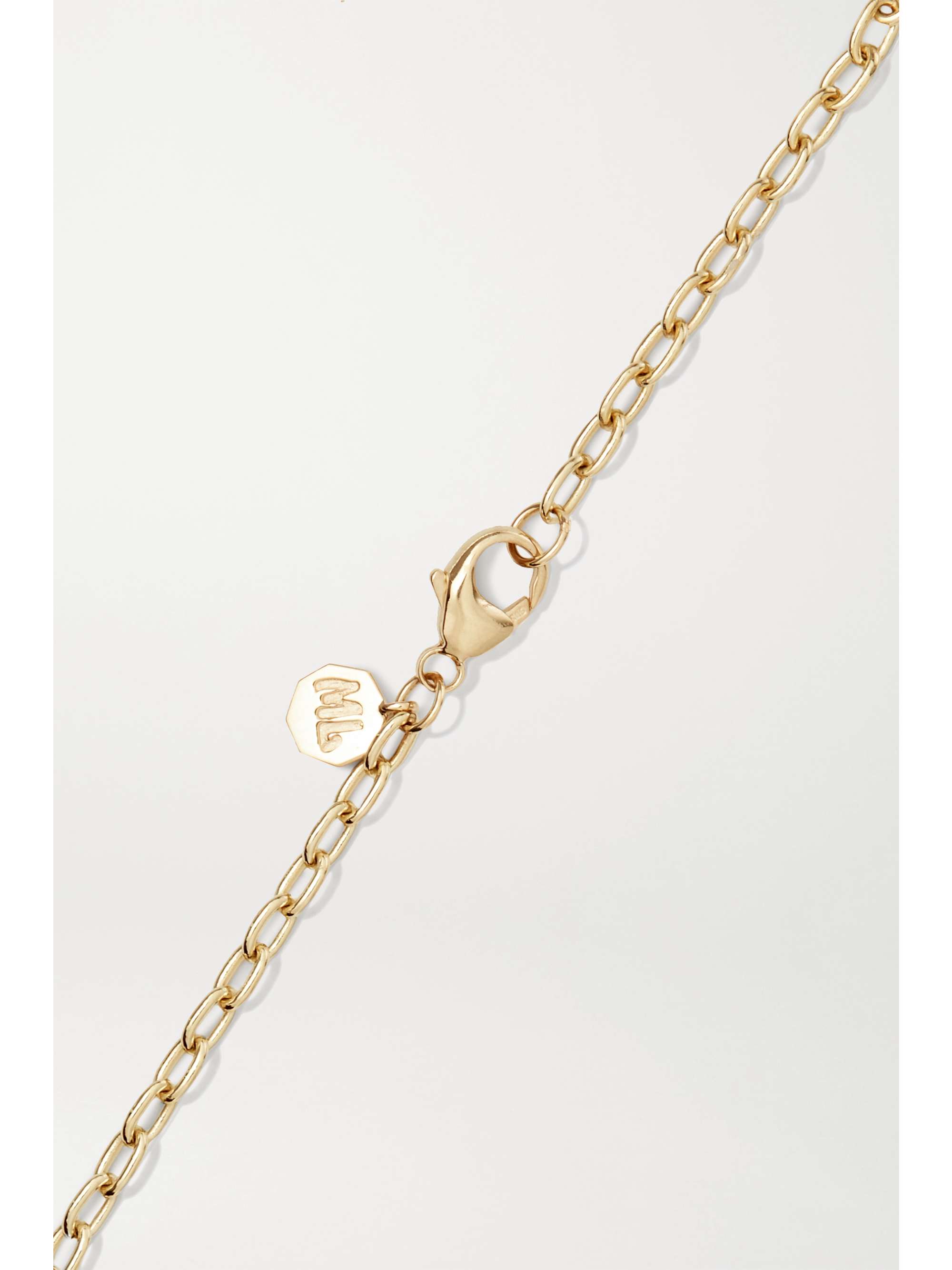 MARLO LAZ Mini Porte Bonheur Coin 14-karat gold, enamel and alexandrite anklet