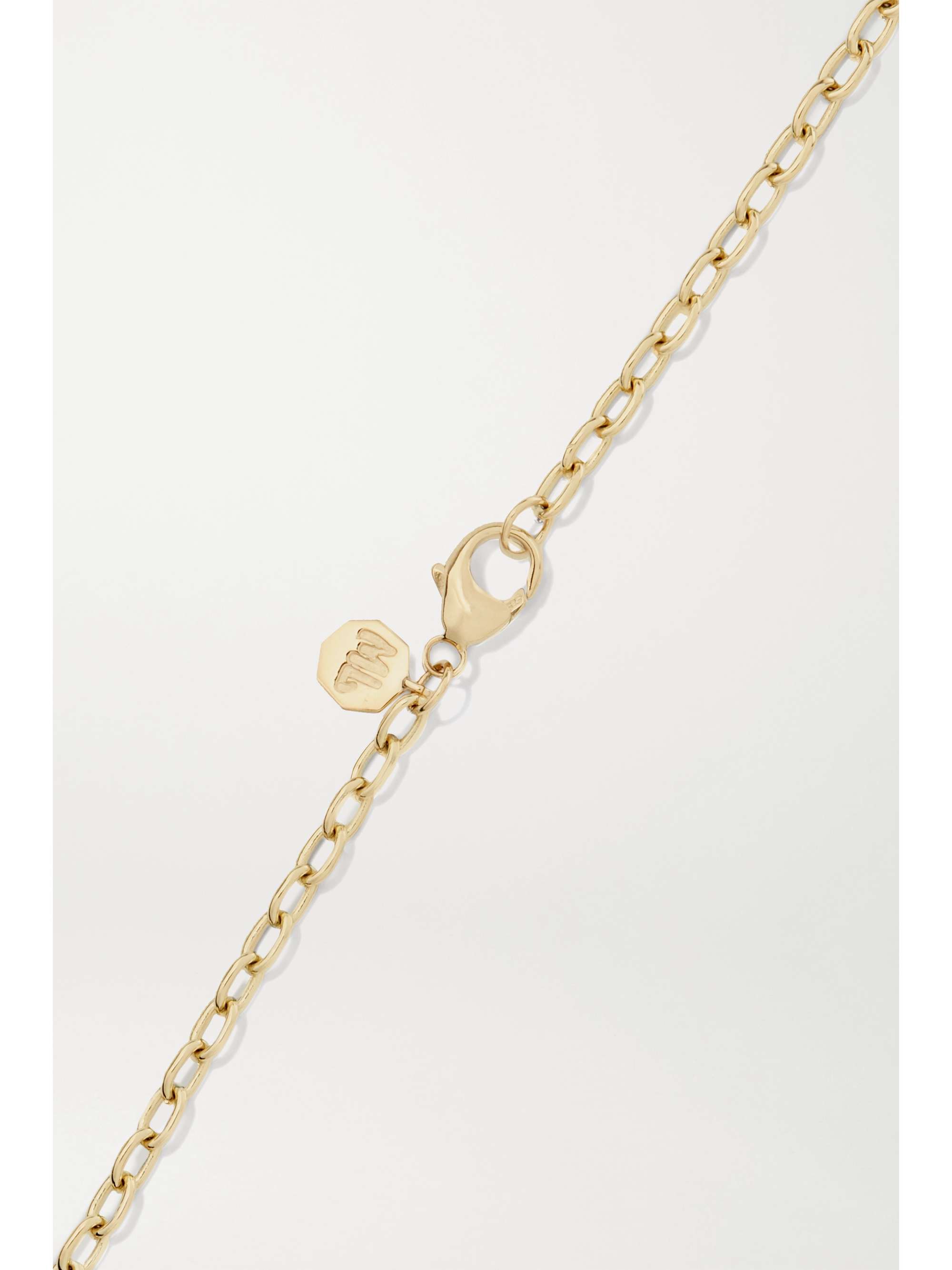 MARLO LAZ Mini Porte Bonheur Coin 14-karat gold, enamel and alexandrite anklet