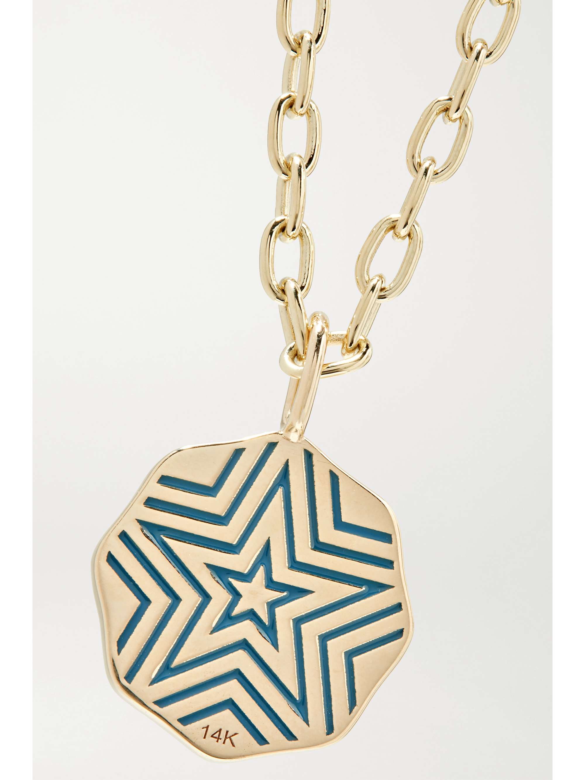 MARLO LAZ Mini Porte Bonheur Coin 14-karat gold, enamel and alexandrite anklet