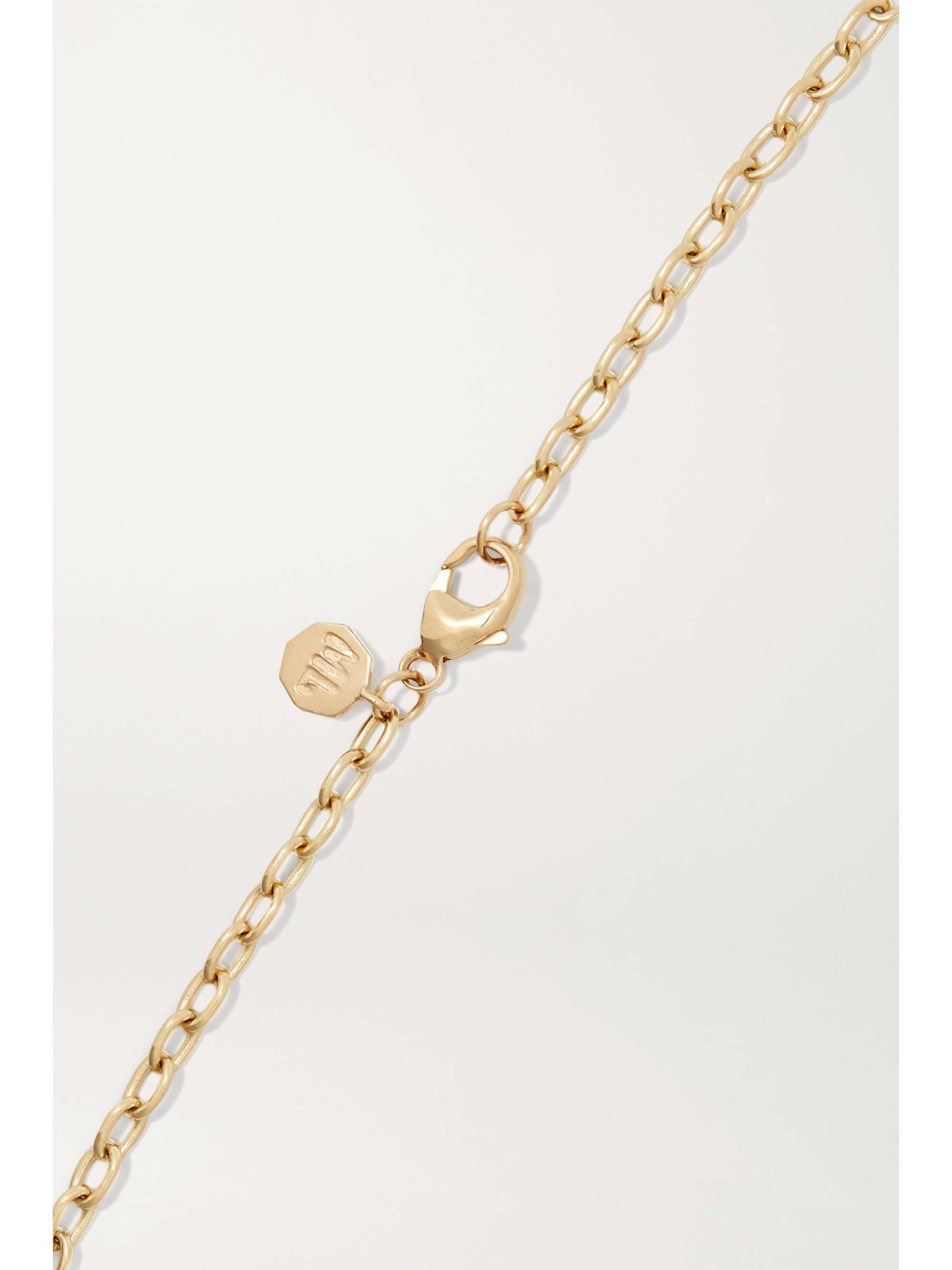 MARLO LAZ Mini Porte Bonheur Coin 14-karat gold, enamel and alexandrite anklet