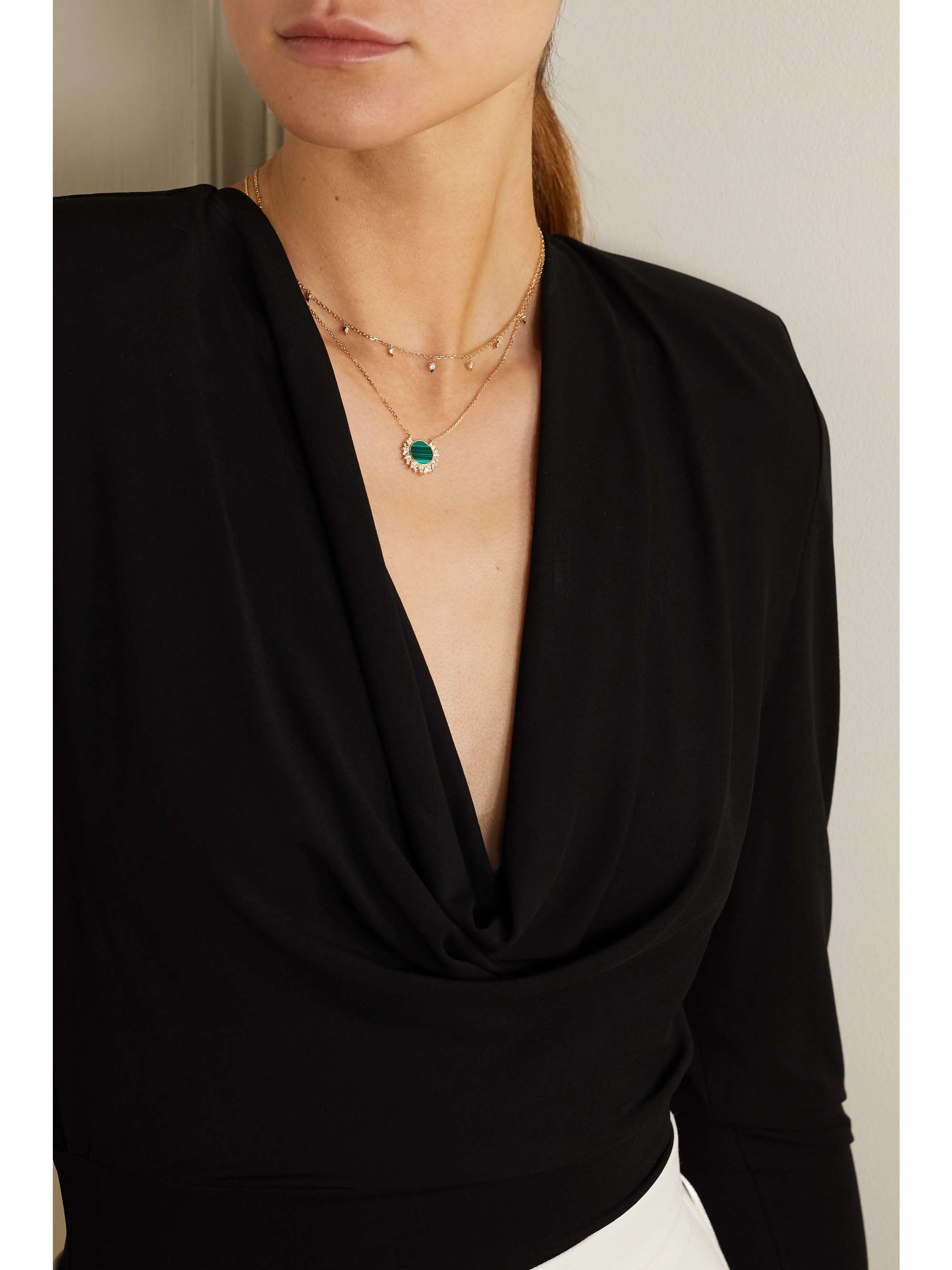 PIAGET Sunlight 18-karat rose gold, malachite and diamond necklace