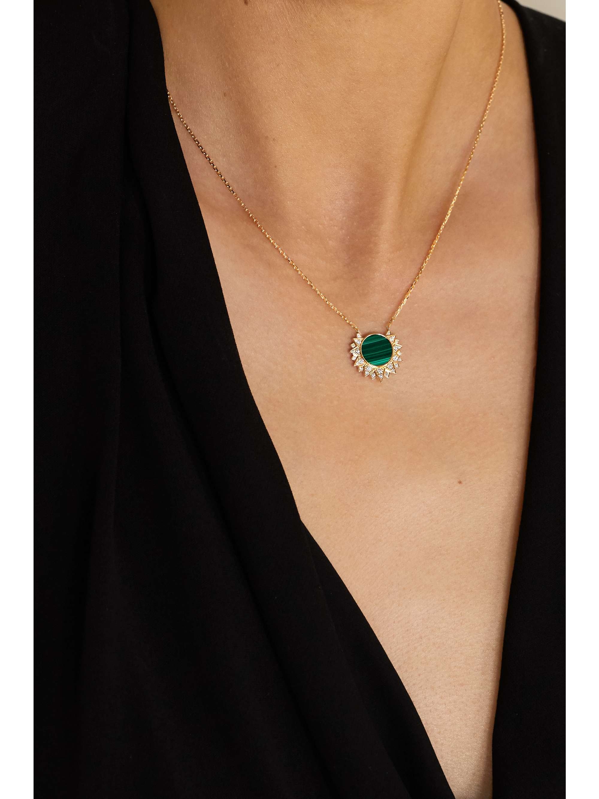 PIAGET Sunlight 18-karat rose gold, malachite and diamond necklace