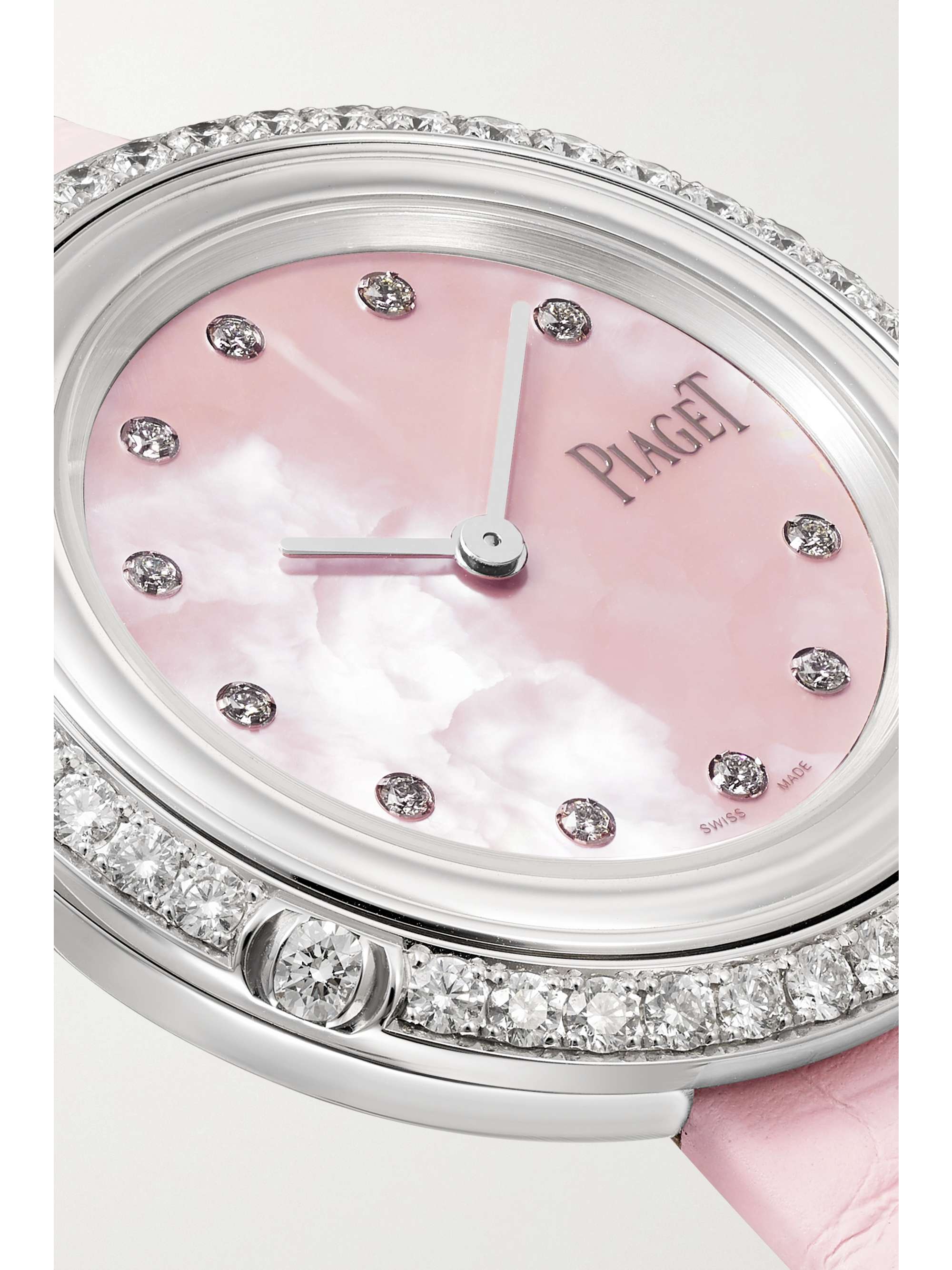 PIAGET Montre en or blanc 18 carats et diamants à bracelet en alligator Possession 34 mm