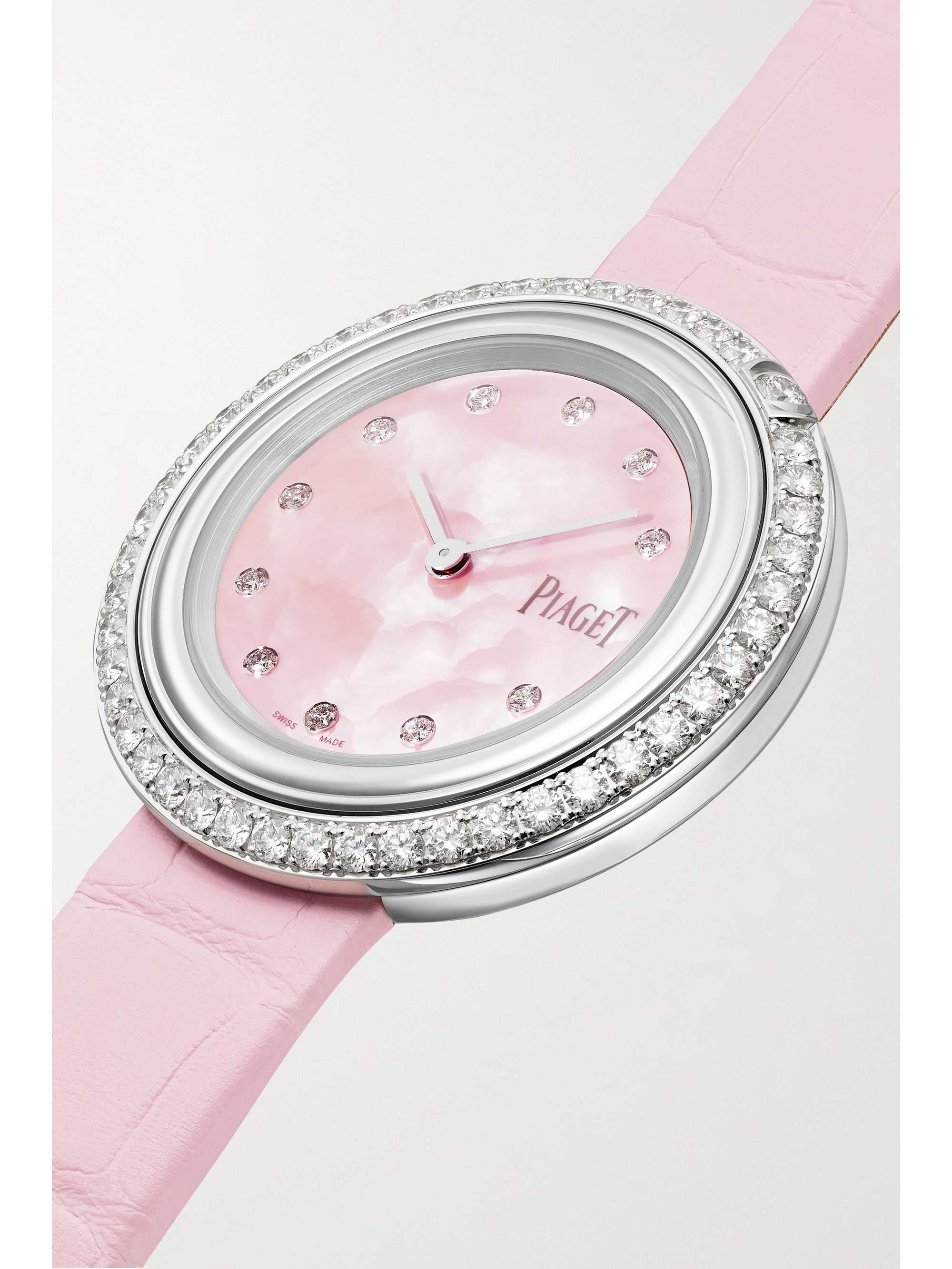 PIAGET Montre en or blanc 18 carats et diamants à bracelet en alligator Possession 34 mm