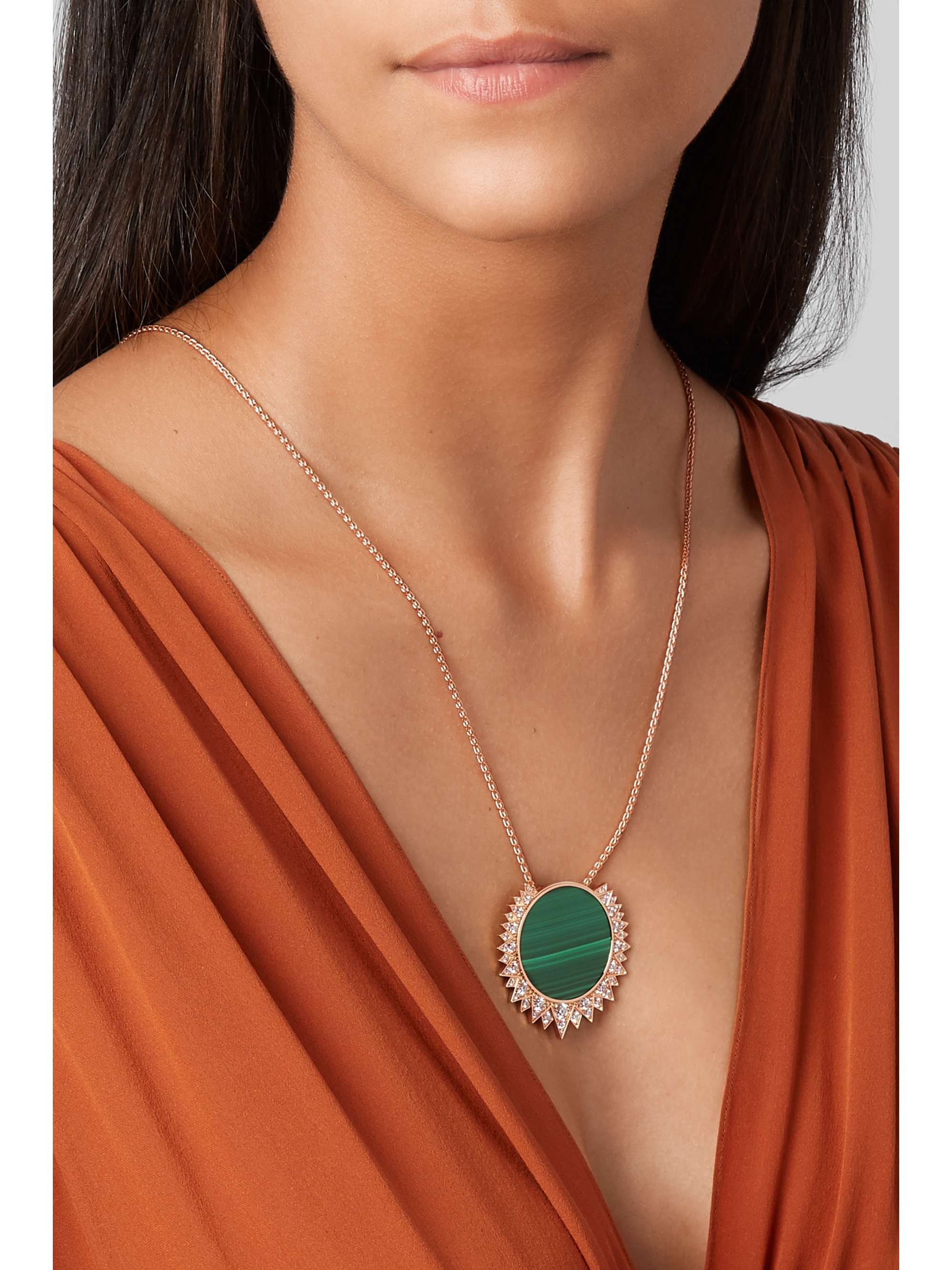 PIAGET Sunlight 18-karat rose gold, malachite and diamond necklace
