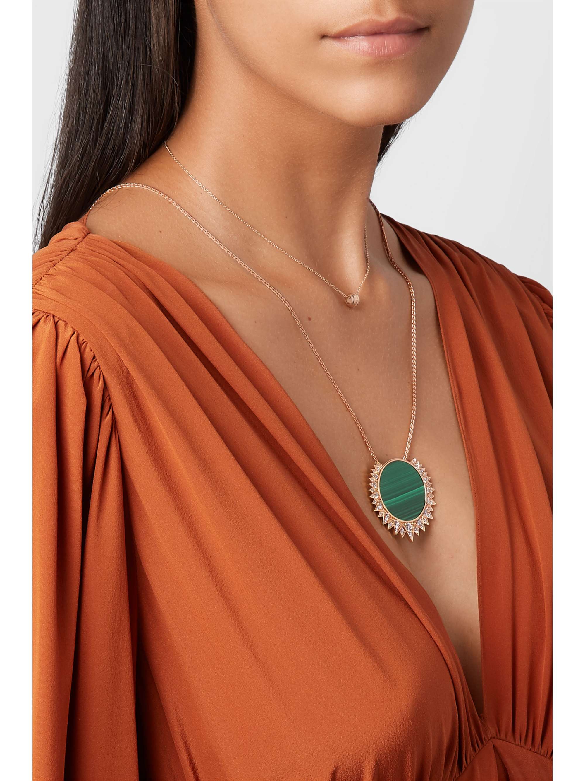 PIAGET Sunlight 18-karat rose gold, malachite and diamond necklace