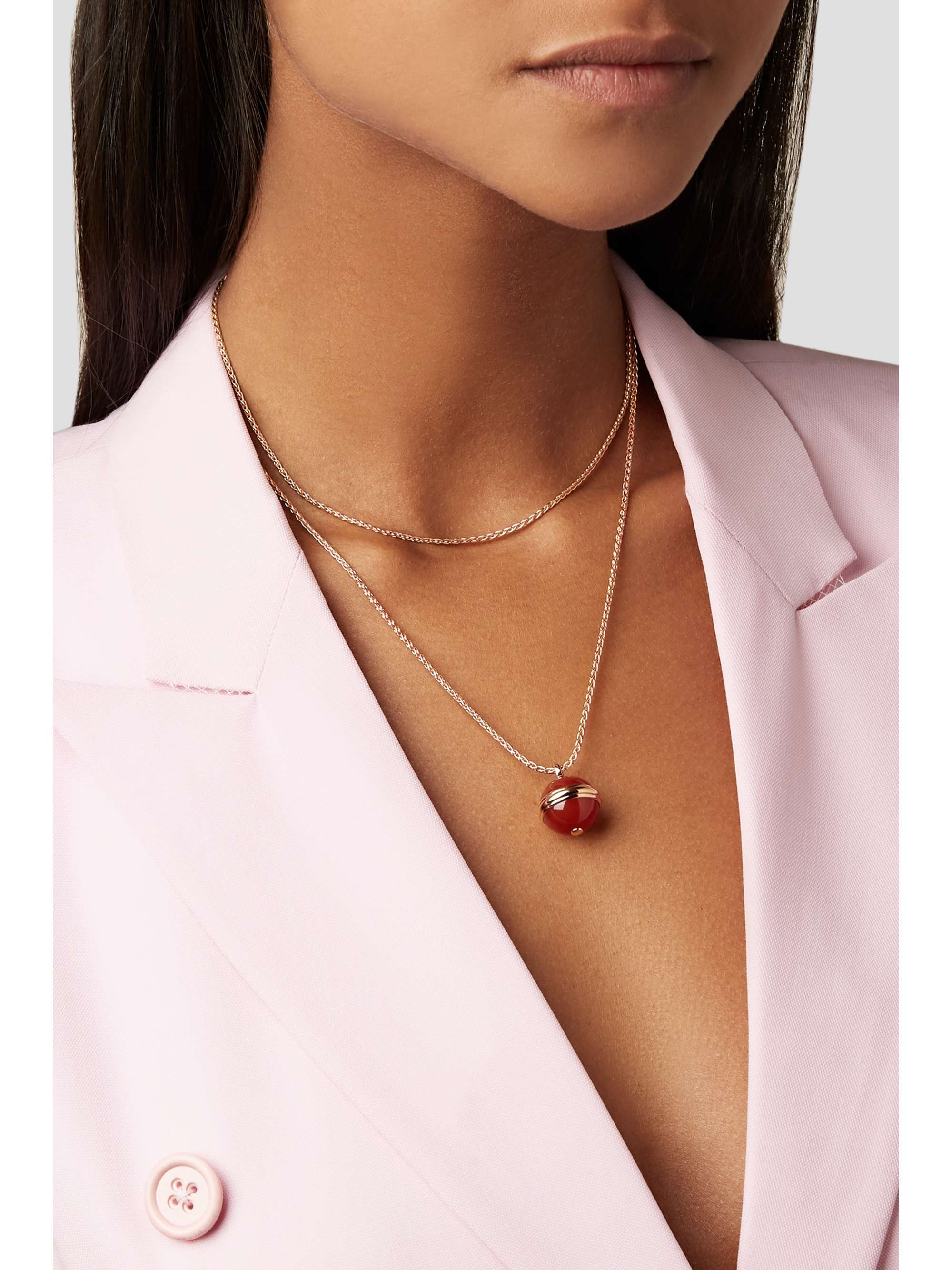 PIAGET Possession 18-karat rose gold, carnelian and diamond necklace