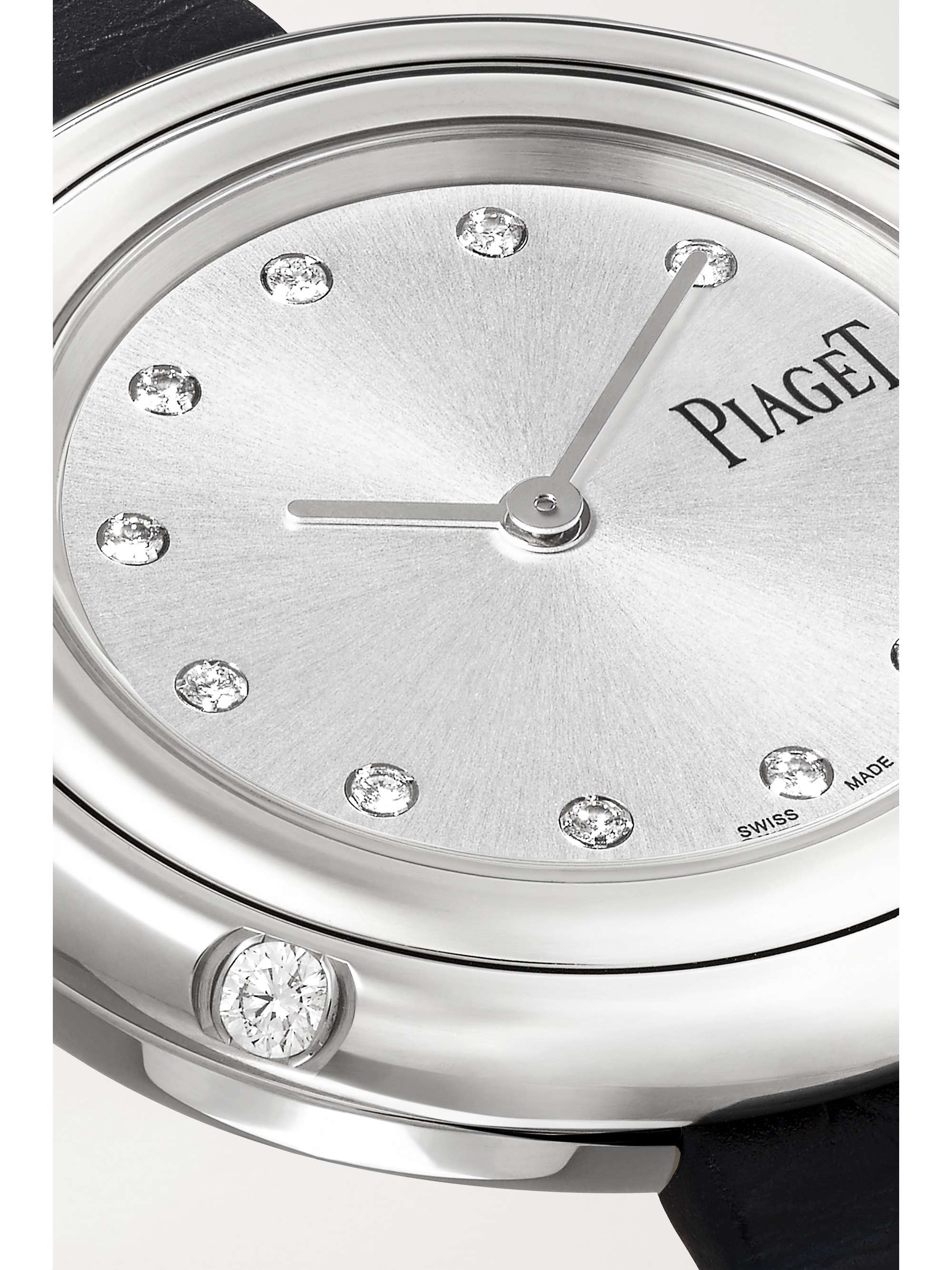 PIAGET Possession 34 mm Uhr aus Edelstahl mit Diamanten und Alligatorlederarmband