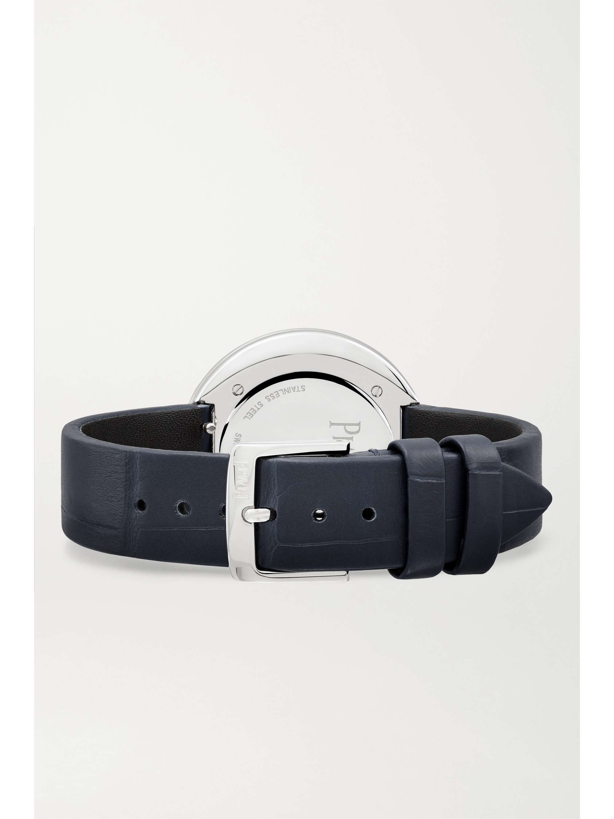 PIAGET Possession 34 mm Uhr aus Edelstahl mit Diamanten und Alligatorlederarmband