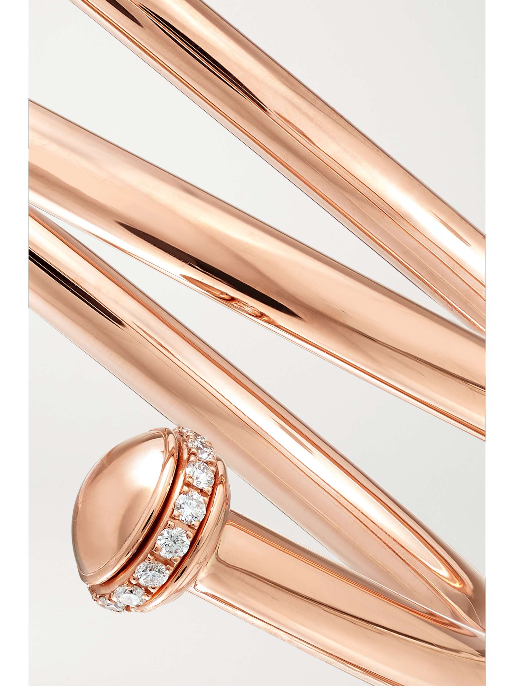 Piaget Possession 18K Rose Gold Open Diamond Bangle, Size L, Women's, Bracelets Bangle Bracelets