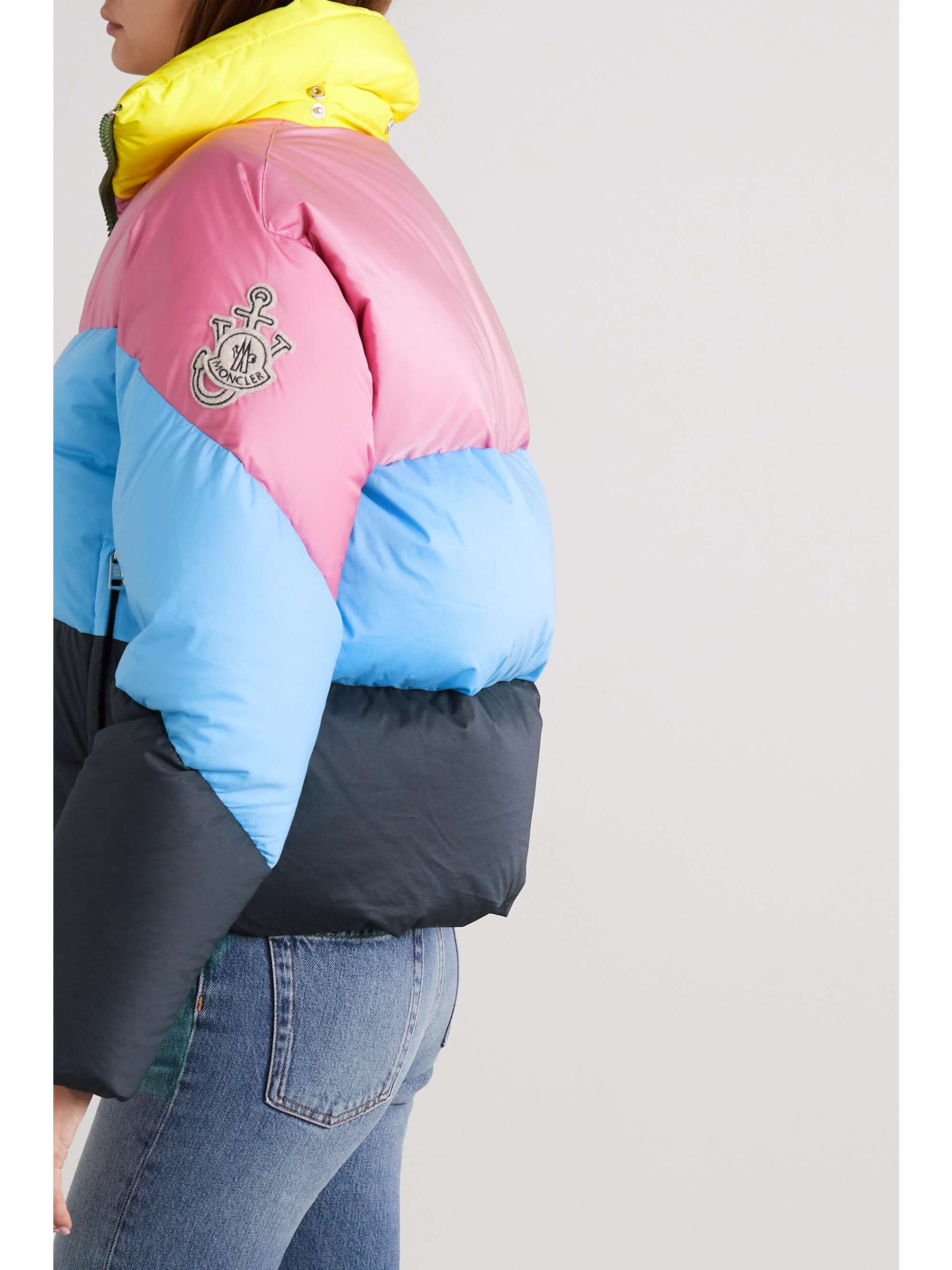 MONCLER GENIUS + 1 JW Anderson Bickly color-block hooded quilted shell down jacket