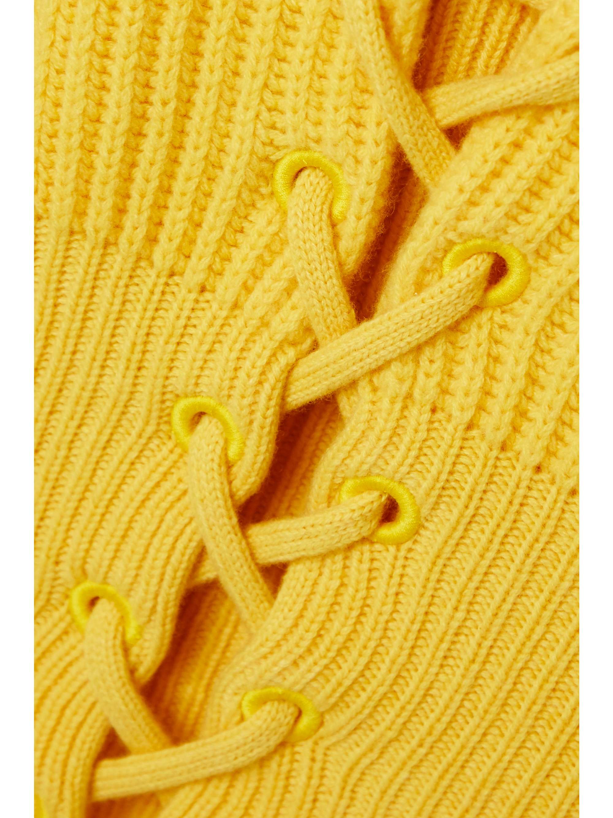 MONCLER GENIUS + 1 JW Anderson lace-up ribbed wool and cashmere-blend turtleneck sweater