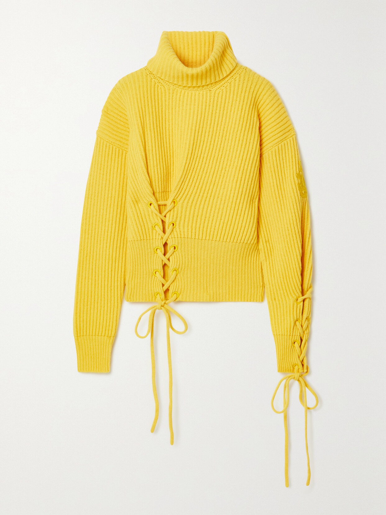 Genius - + 1 Jw Anderson Lace-Up Ribbed Wool And Cashmere-Blend Turtleneck Sweater