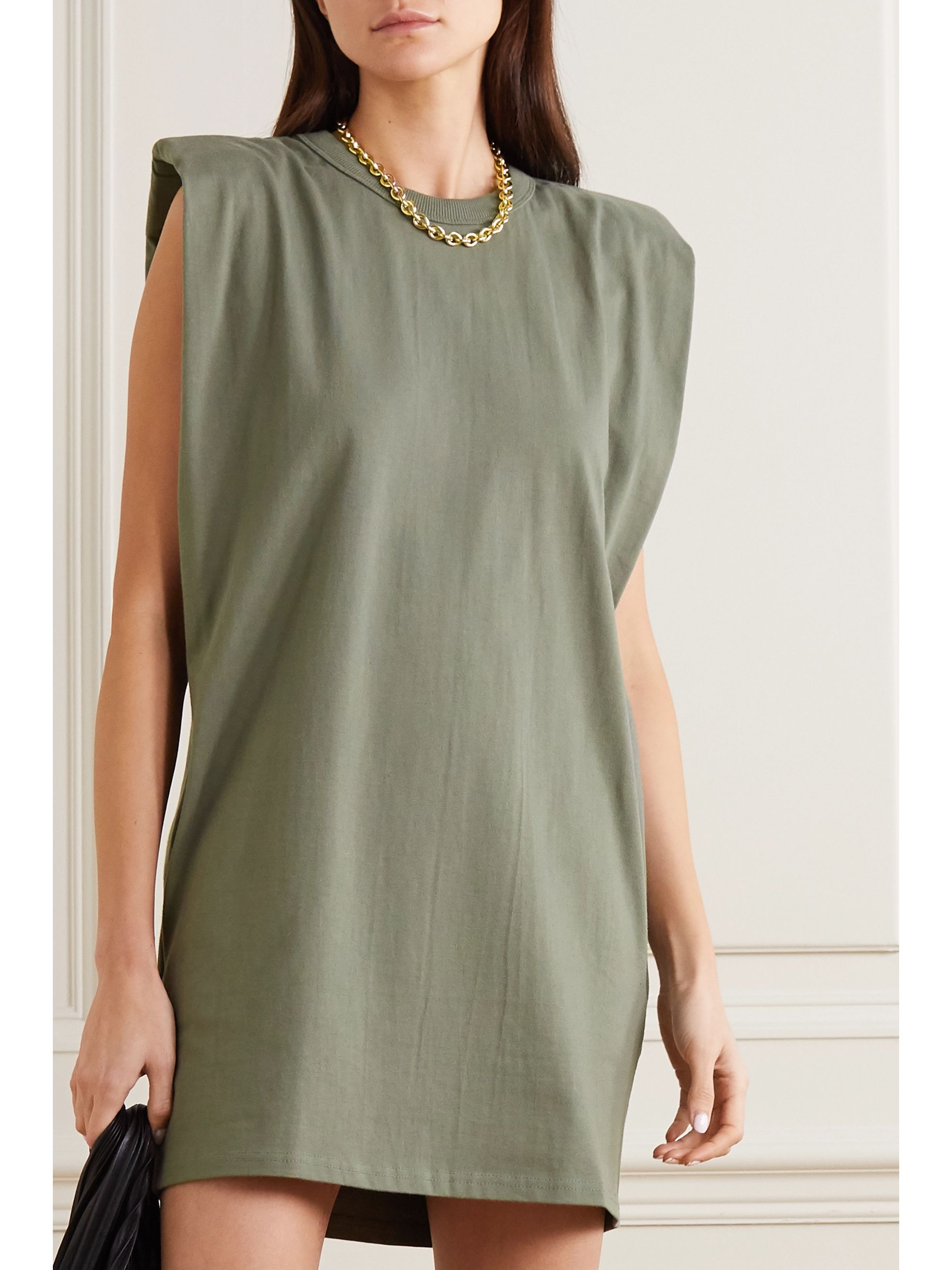 Army green Tina cotton-jersey mini dress | FRANKIE SHOP | NET-A-PORTER
