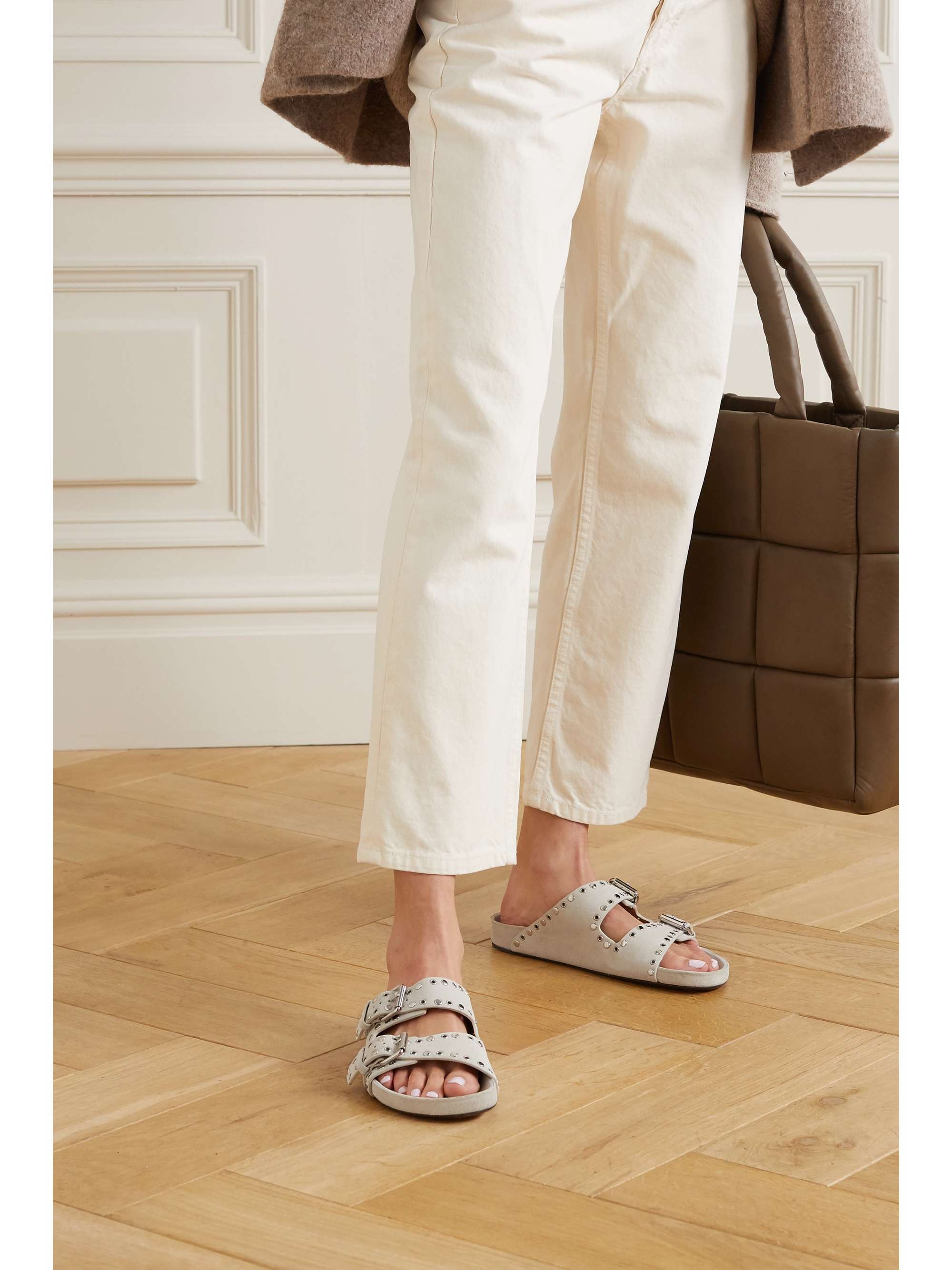 isabel marant lennyo grommet suede slides