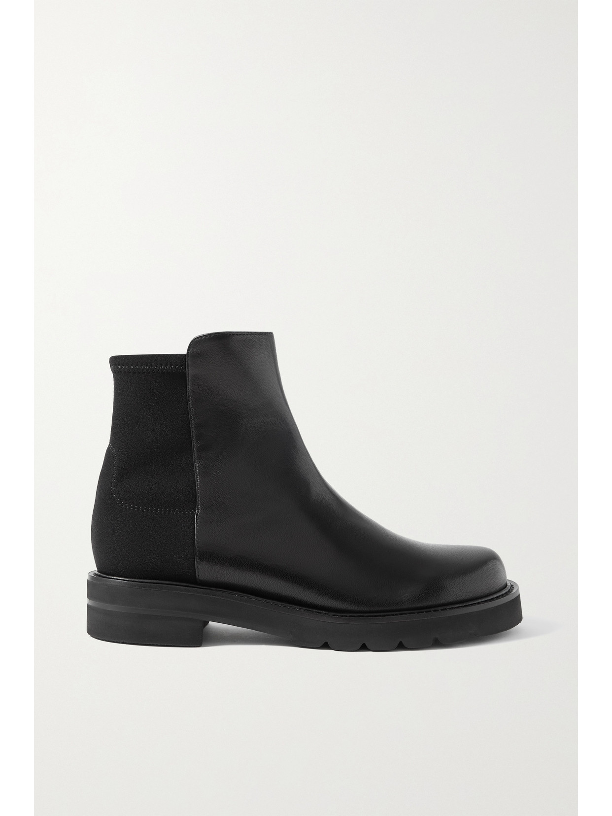 Stuart Weitzman 5050 Lift Leather And Neoprene Ankle Boots In Black
