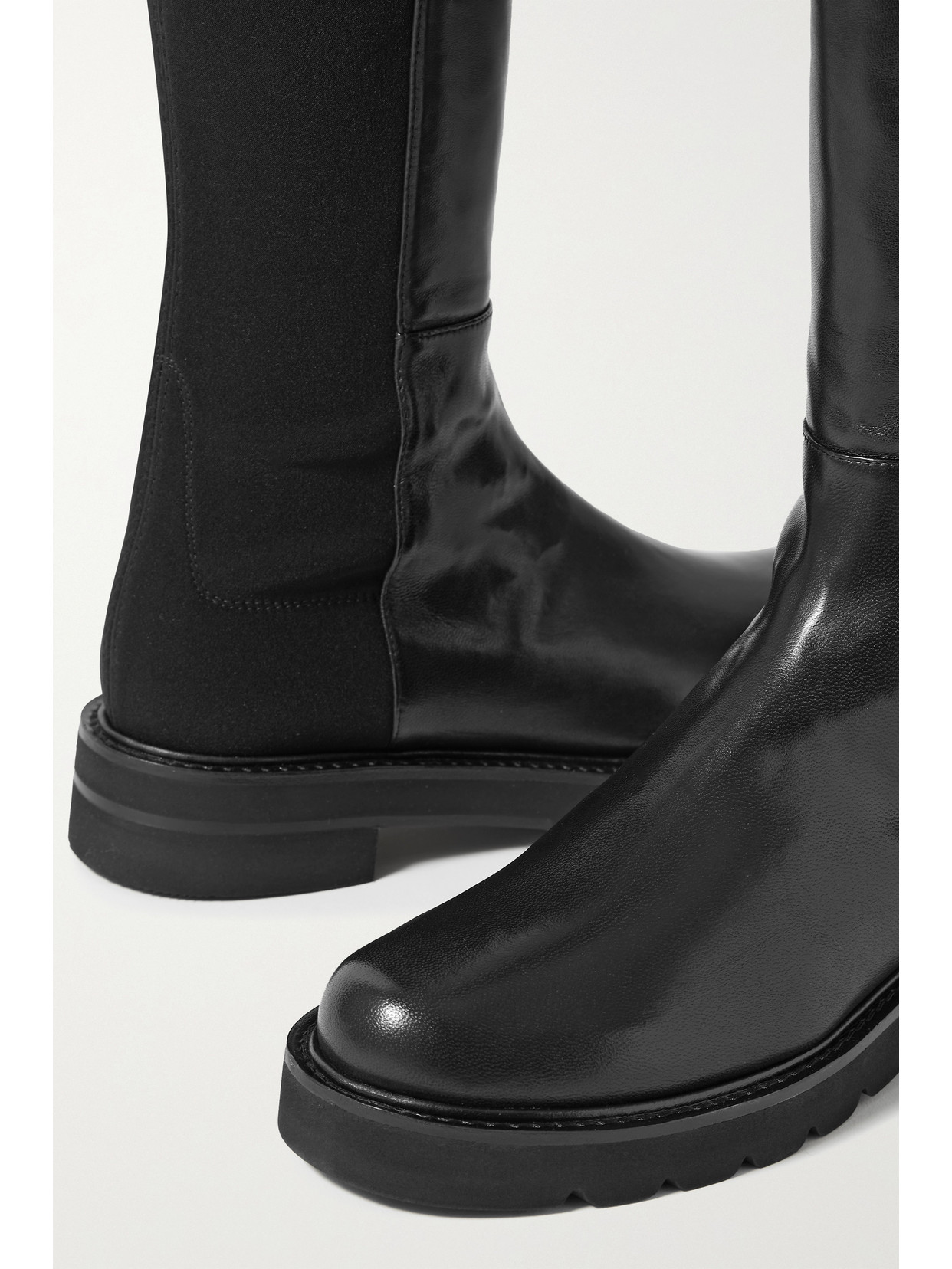 Shop Stuart Weitzman 5050 Lift Leather And Stretch Over-the-knee Boots In Black