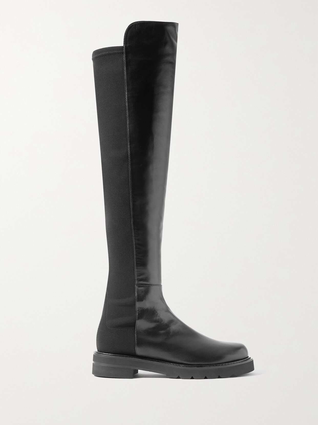 Shop Stuart Weitzman 5050 Lift Leather And Stretch Over-the-knee Boots In Black