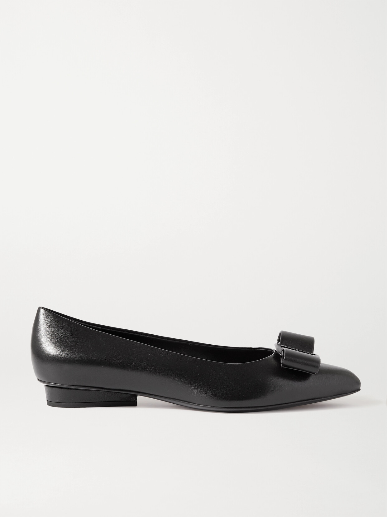 Ferragamo - Viva Bow-embellished Leather Point-toe Pumps - Black