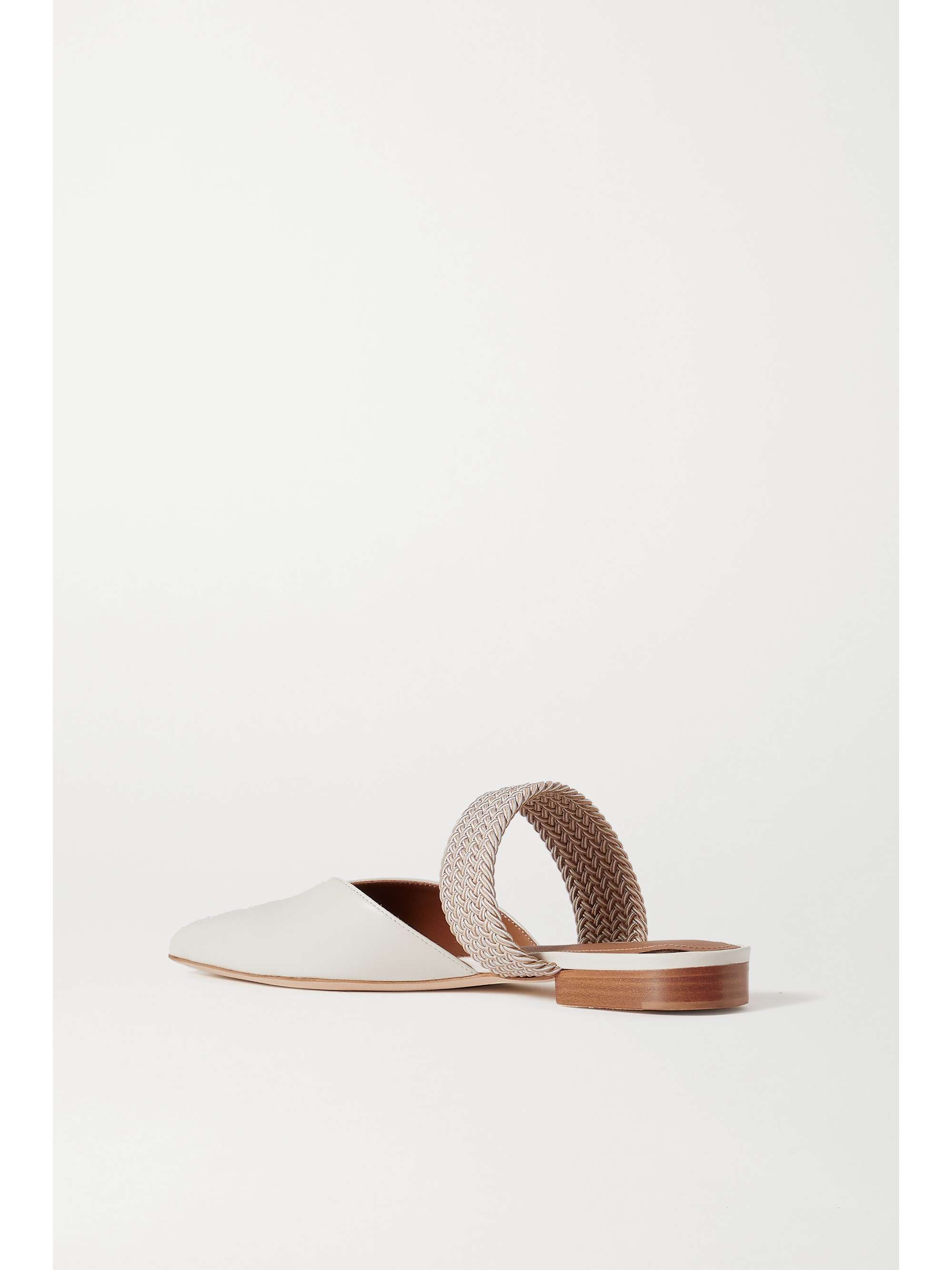 MALONE SOULIERS Maisie cord-trimmed metallic leather mules