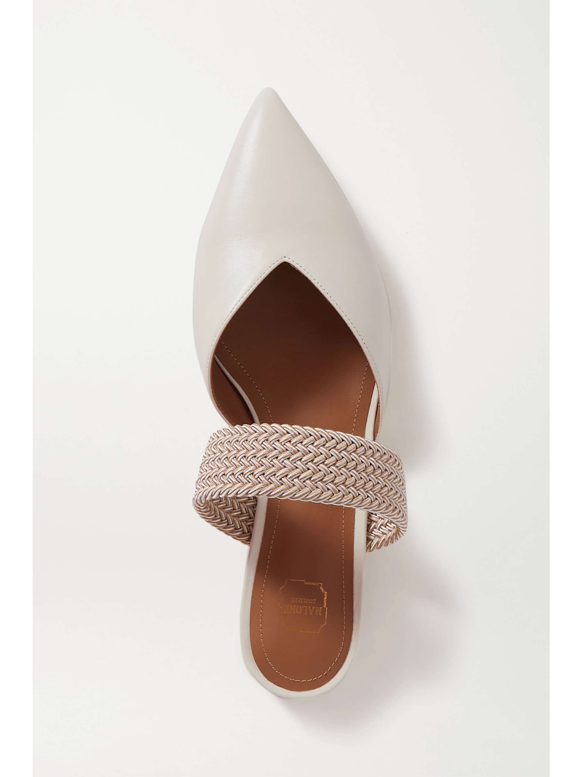 MALONE SOULIERS Maisie cord-trimmed metallic leather mules