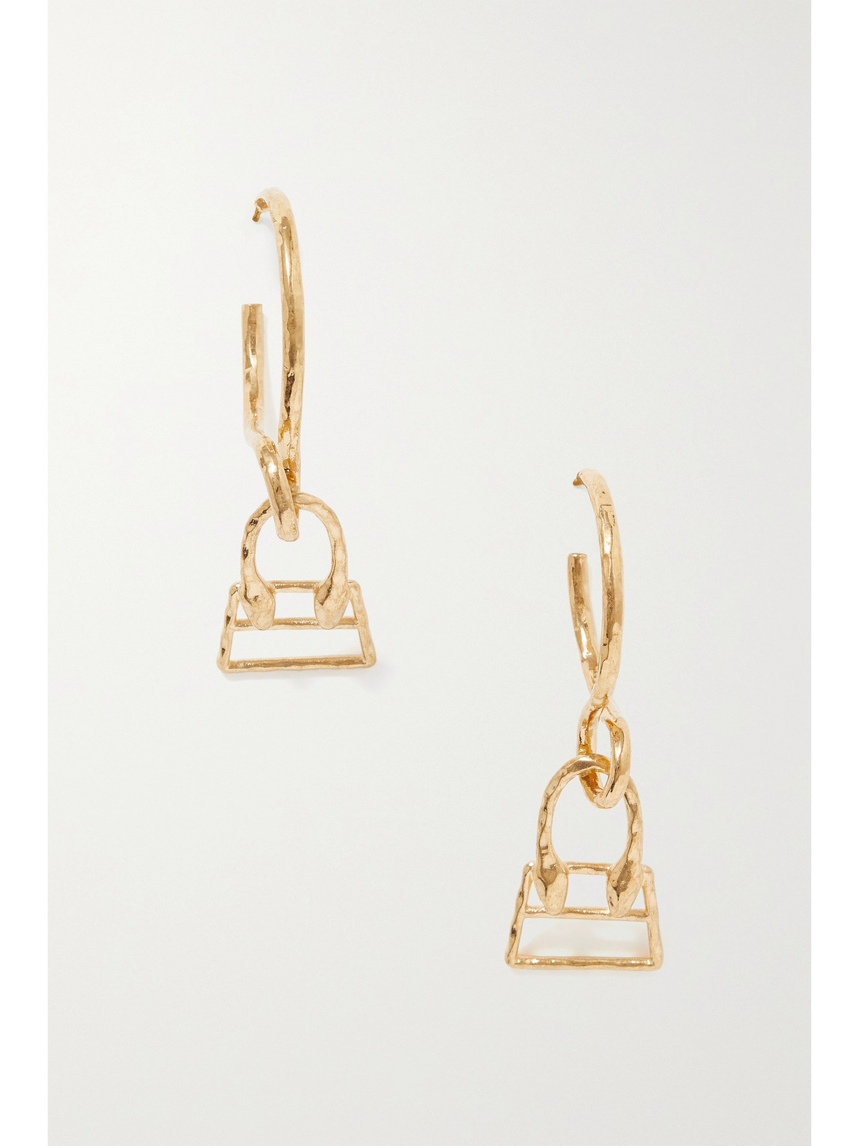 JACQUEMUS CHIQUITA HAMMERED GOLD-TONE HOOP EARRINGS