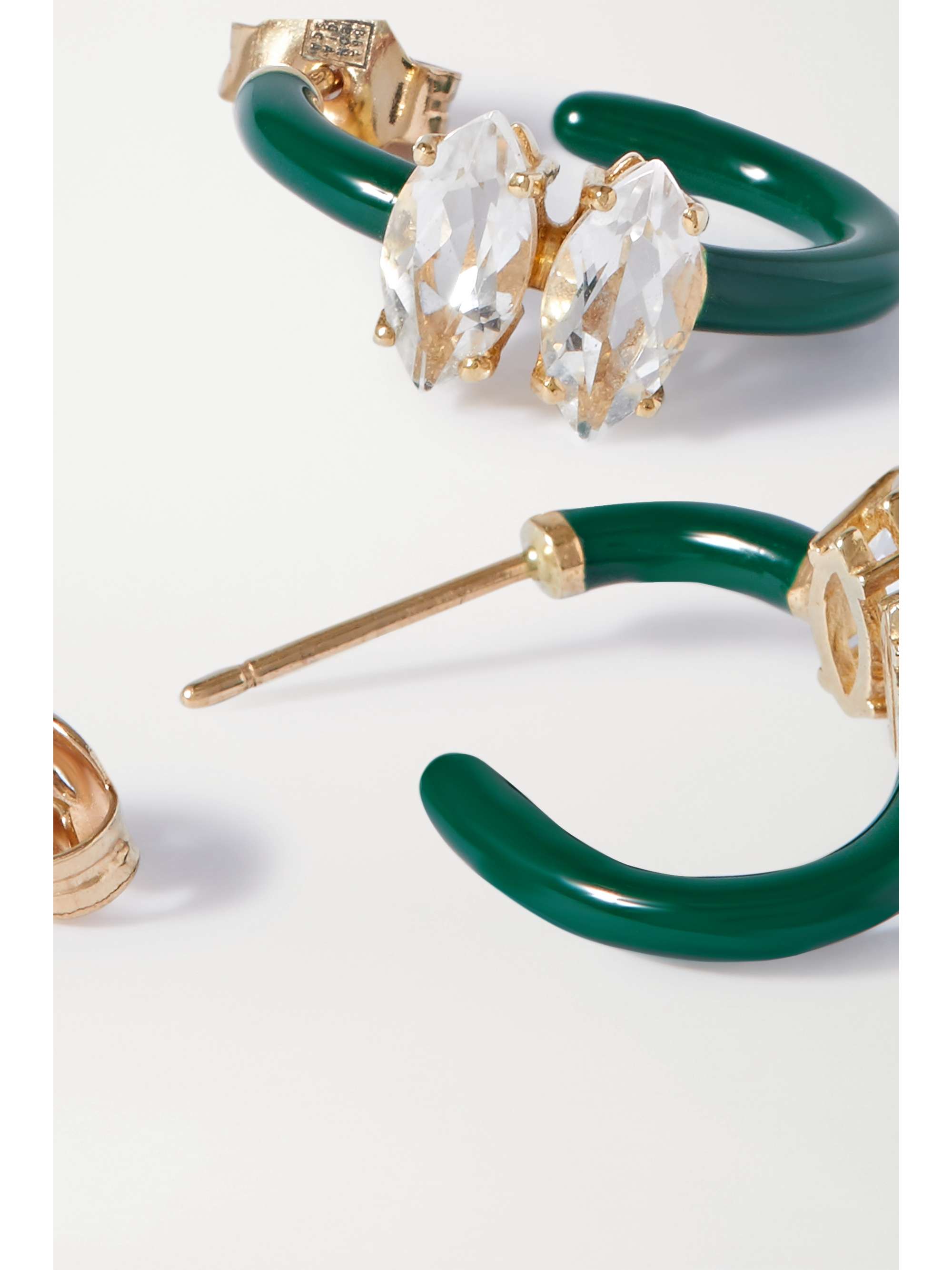 BEA BONGIASCA Vine 9-karat gold, enamel and rock crystal earrings
