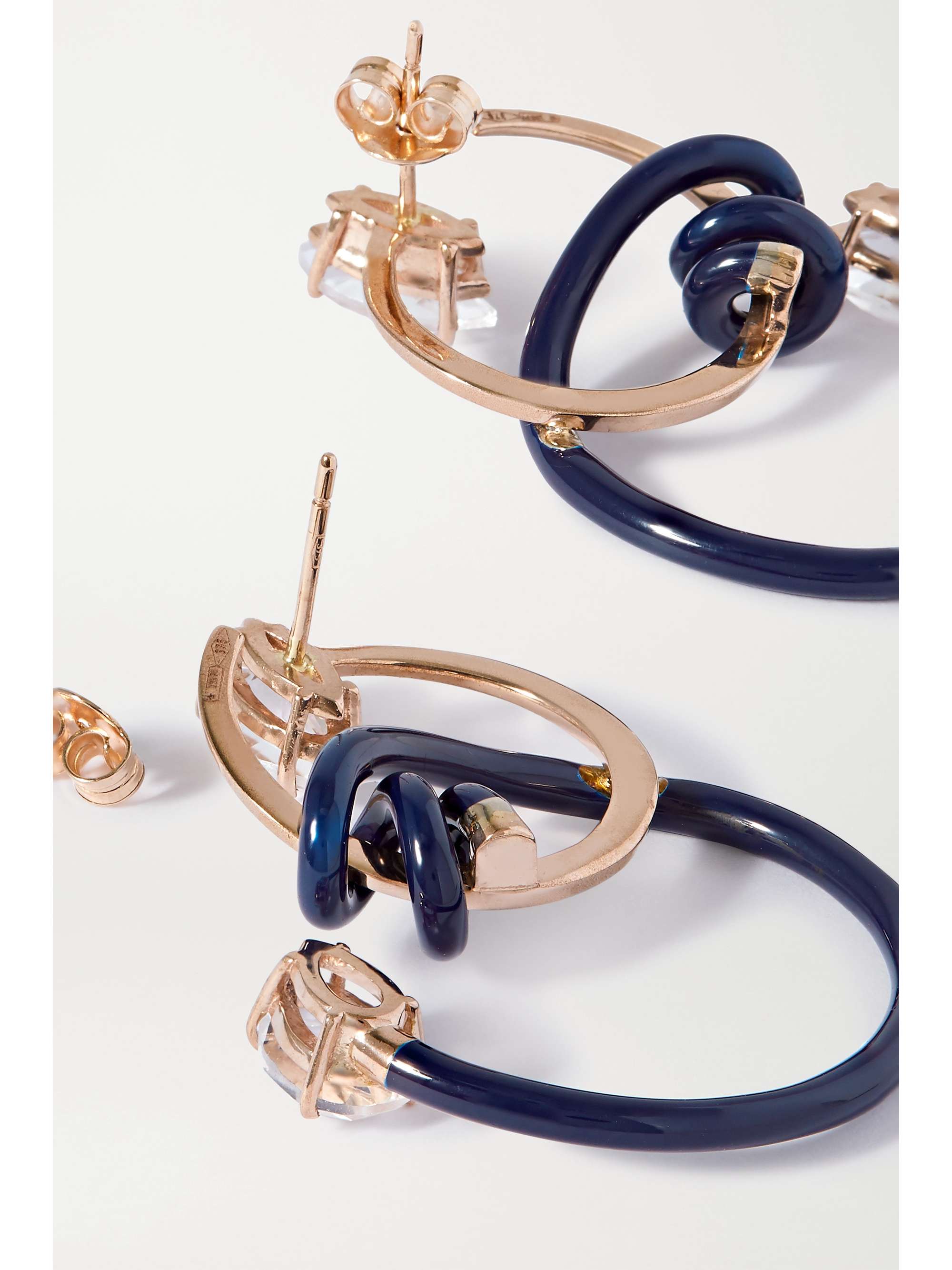 BEA BONGIASCA Vine Ohrringe aus 9 Karat Roségold und Sterlingsilber mit Emaille und Bergkristallen