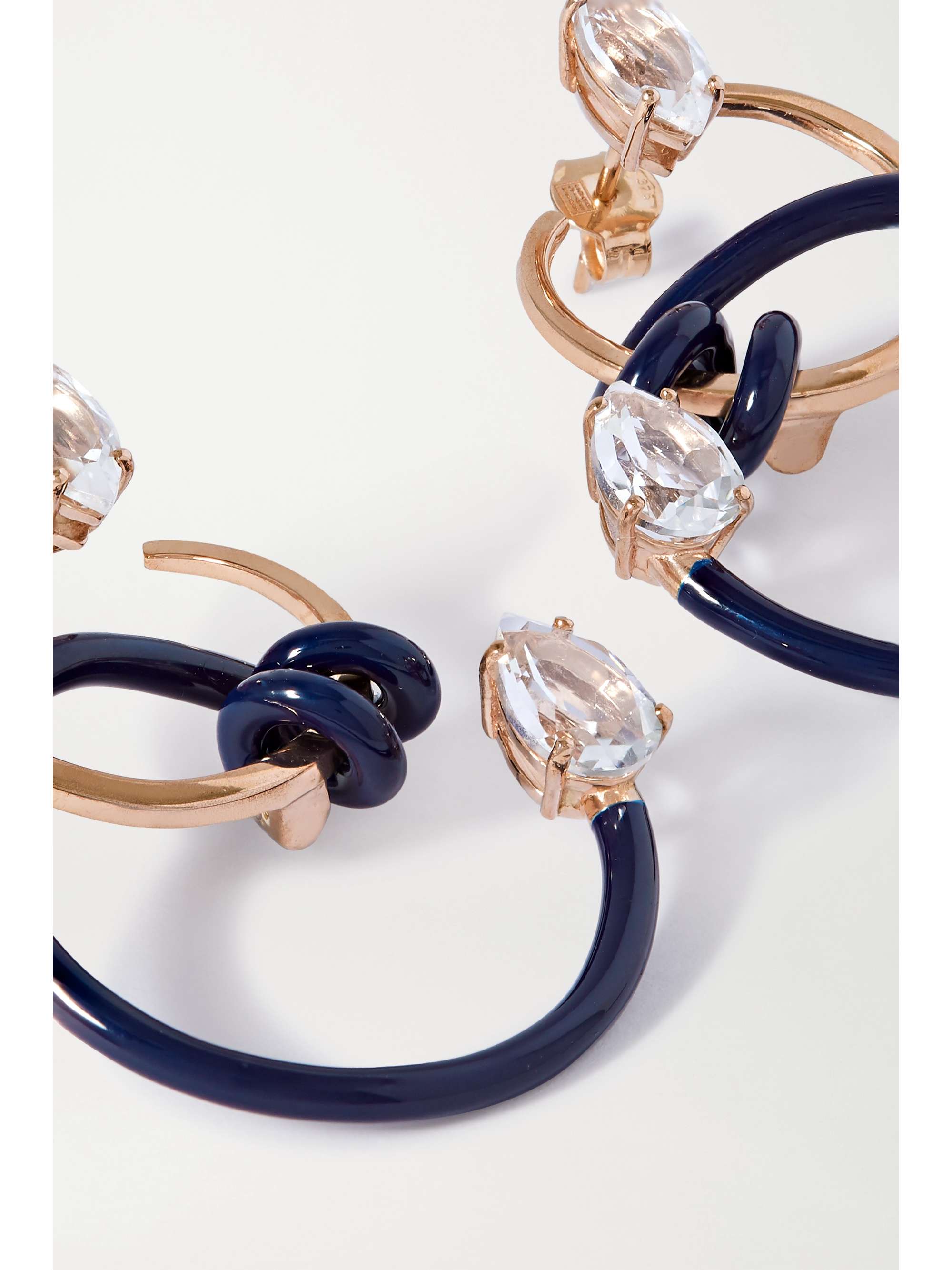BEA BONGIASCA Vine Ohrringe aus 9 Karat Roségold und Sterlingsilber mit Emaille und Bergkristallen